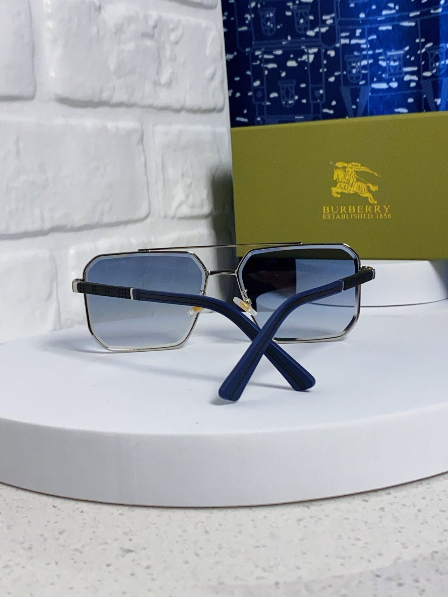 Burberry Polarized Metal Square Silver Lens Sunglasses for Men & Wome - 465934 - detail image 3