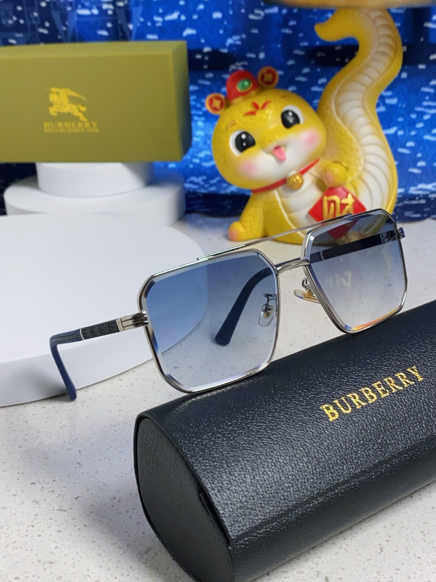 Burberry Polarized Metal Square Silver Lens Sunglasses for Men & Wome - 465934 - detail image 10