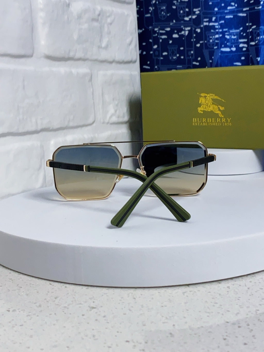 Burberry Polarized Metal Square Silver Lens Sunglasses for Men & Wome - 465933 - detail image 3