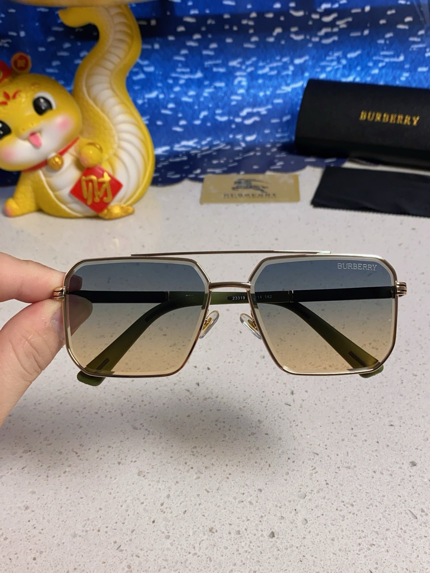 Burberry Polarized Metal Square Silver Lens Sunglasses for Men & Wome - 465933 - detail image 4