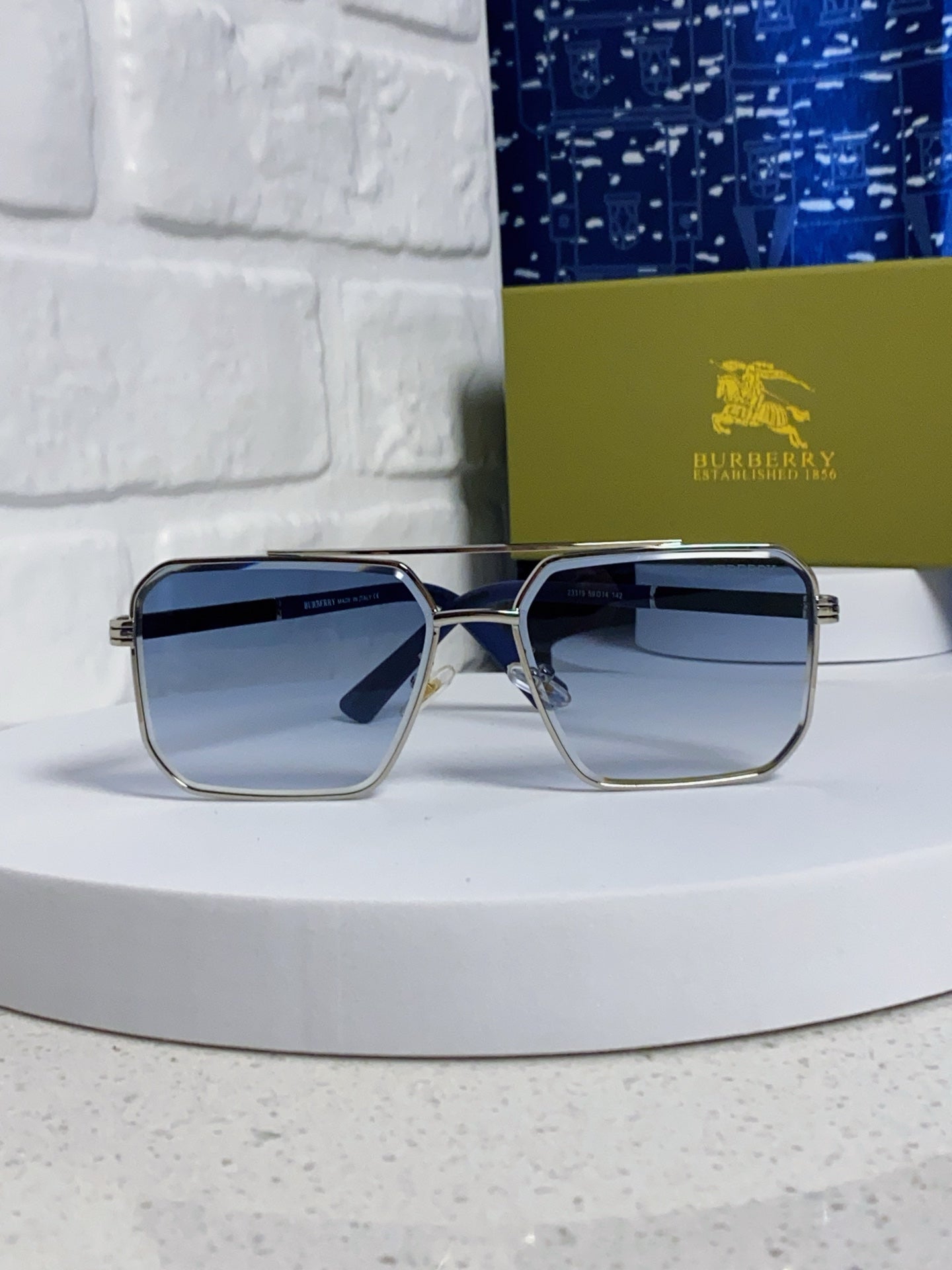Burberry Polarized Metal Square Silver Lens Sunglasses for Men & Wome - 465934 - detail image 2