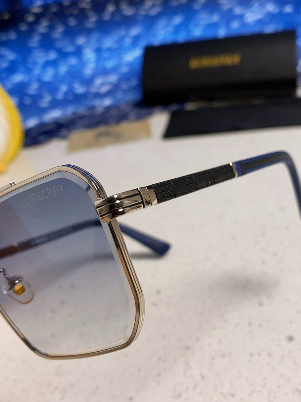 Burberry Polarized Metal Square Silver Lens Sunglasses for Men & Wome - 465934 - detail image 7