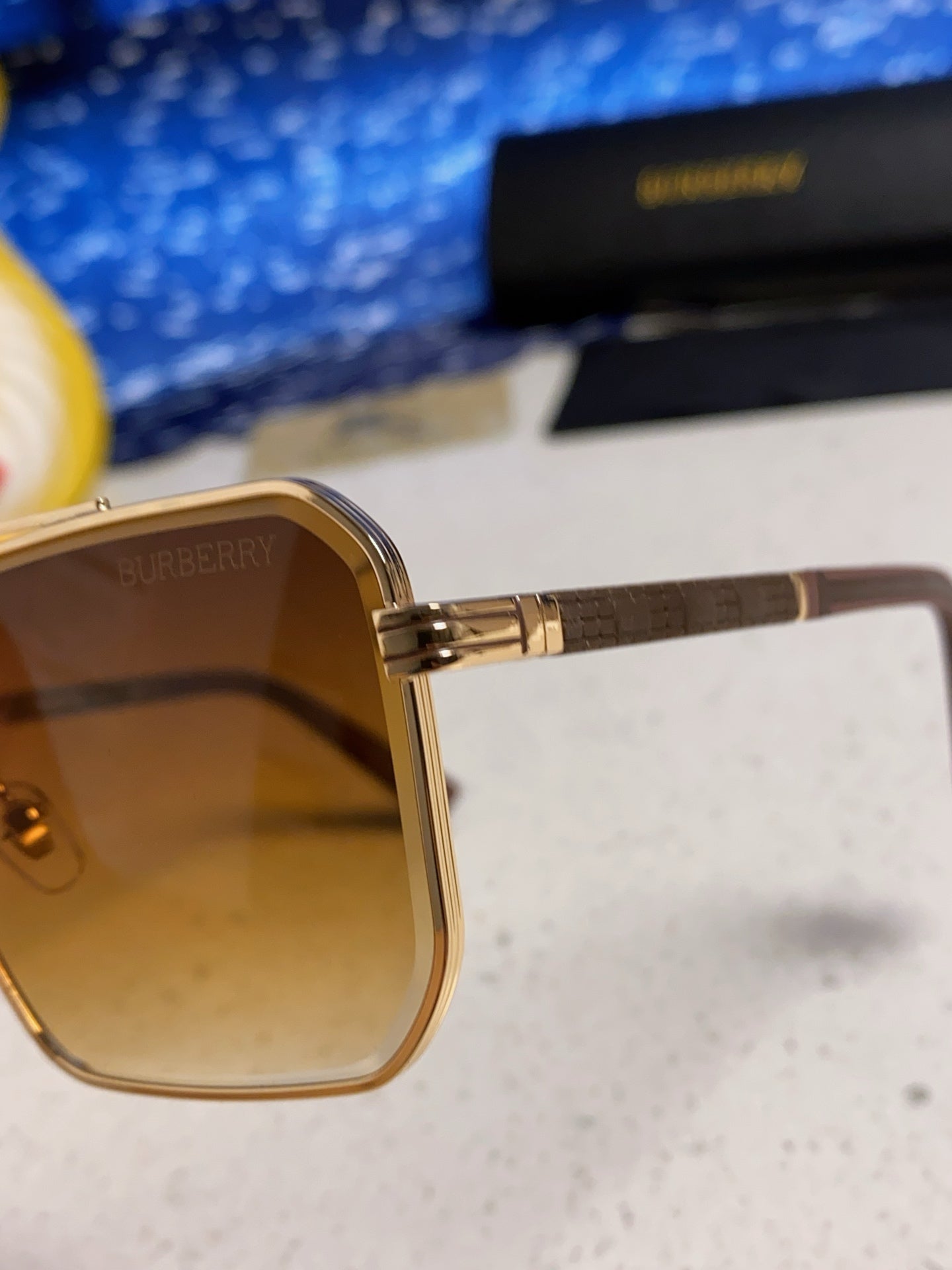 Burberry Polarized Metal Square Brown Lens Sunglasses for Men & Women - detail image 7