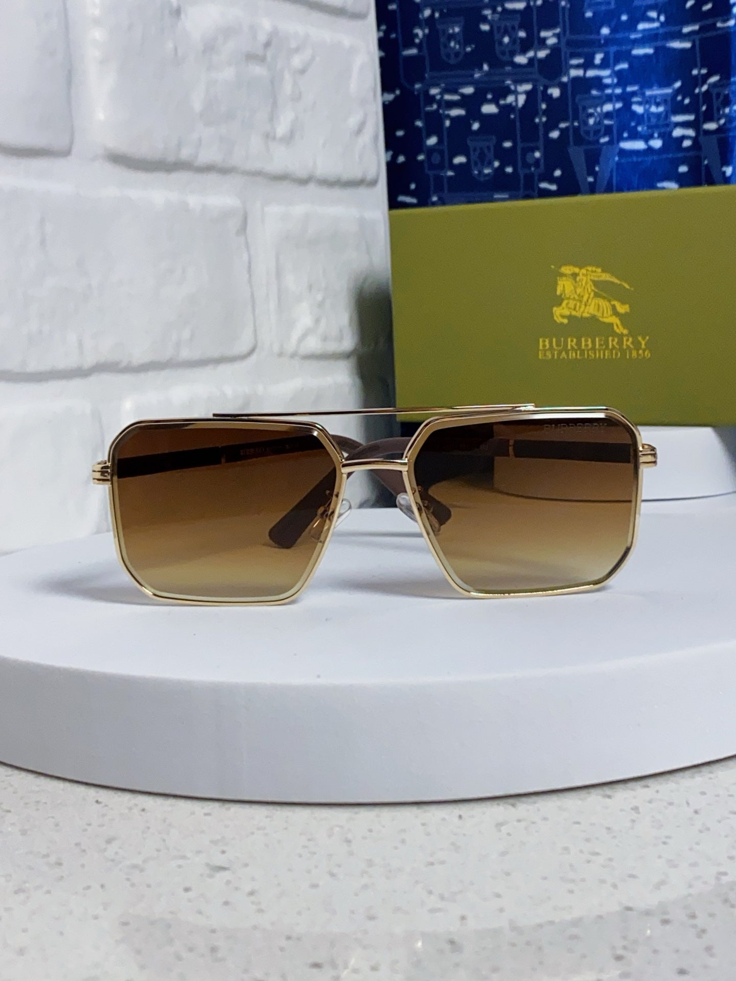 Burberry Polarized Metal Square Brown Lens Sunglasses for Men & Women - detail image 2