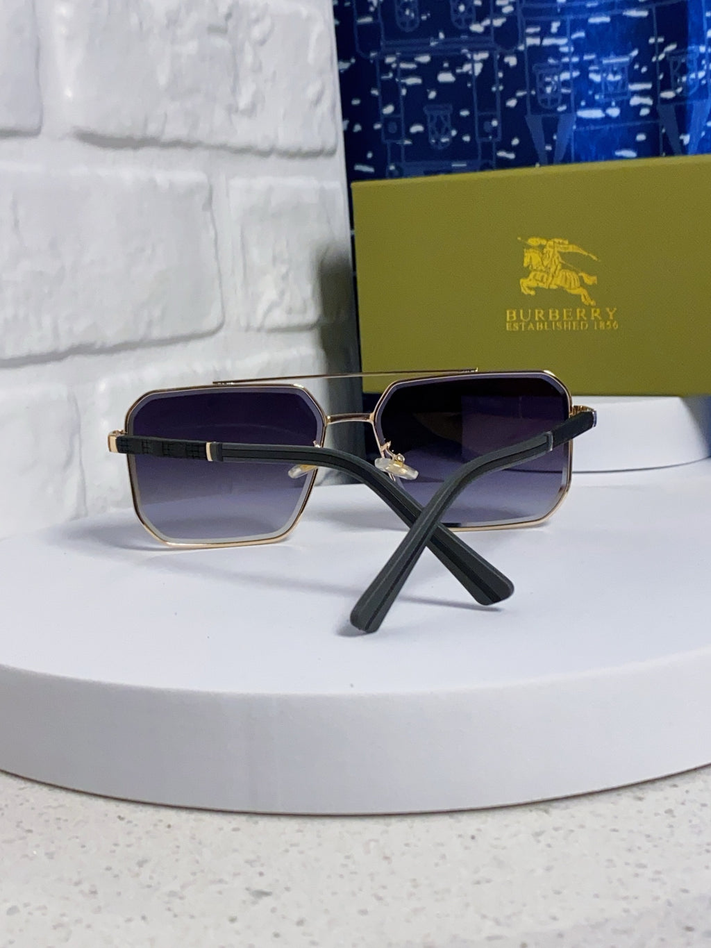 Burberry Polarized Metal Square Silver Lens Sunglasses for Men & Women - detail image 3