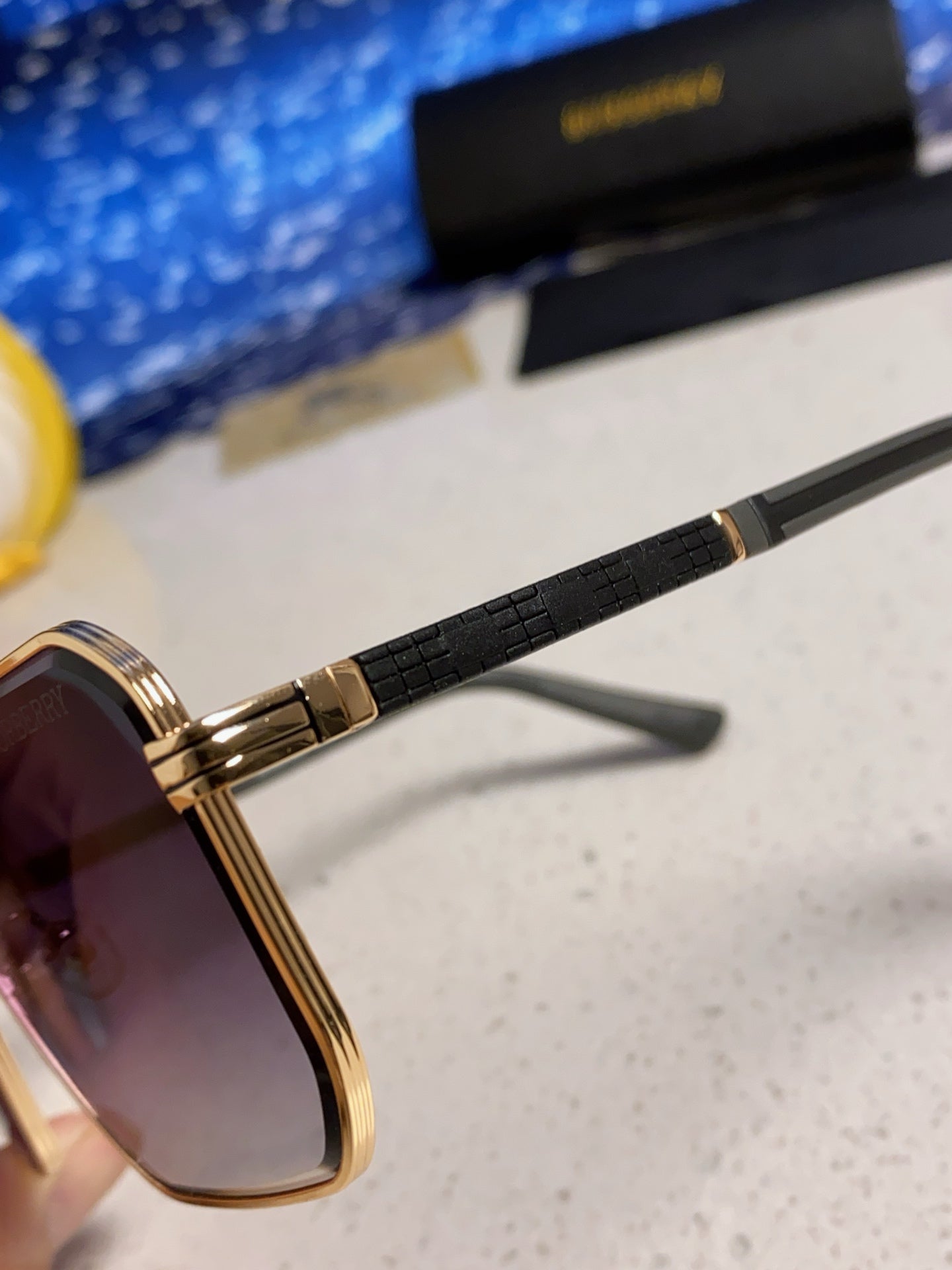 Burberry Polarized Metal Square Silver Lens Sunglasses for Men & Women - detail image 7