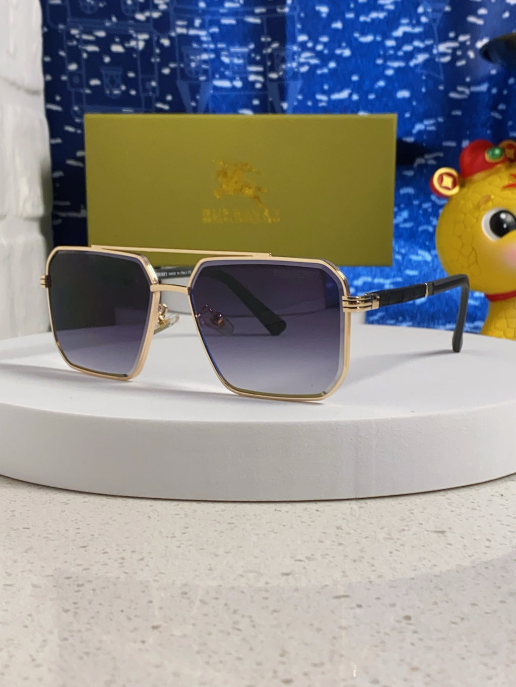 Burberry Polarized Metal Square Silver Lens Sunglasses for Men & Women