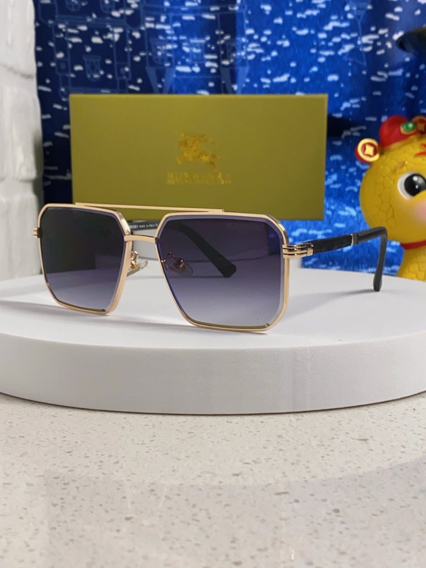 Burberry Polarized Metal Square Silver Lens Sunglasses for Men & Women