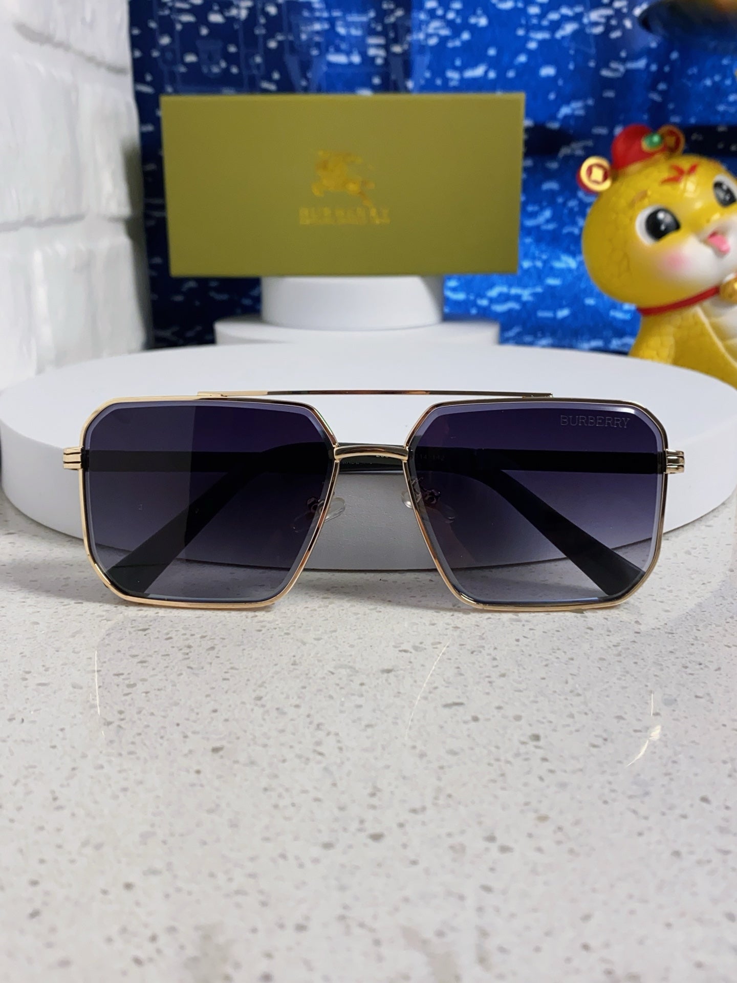 Burberry Polarized Metal Square Silver Lens Sunglasses for Men & Women - detail image 9