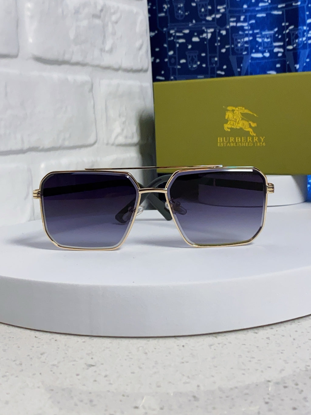Burberry Polarized Metal Square Silver Lens Sunglasses for Men & Women - detail image 2