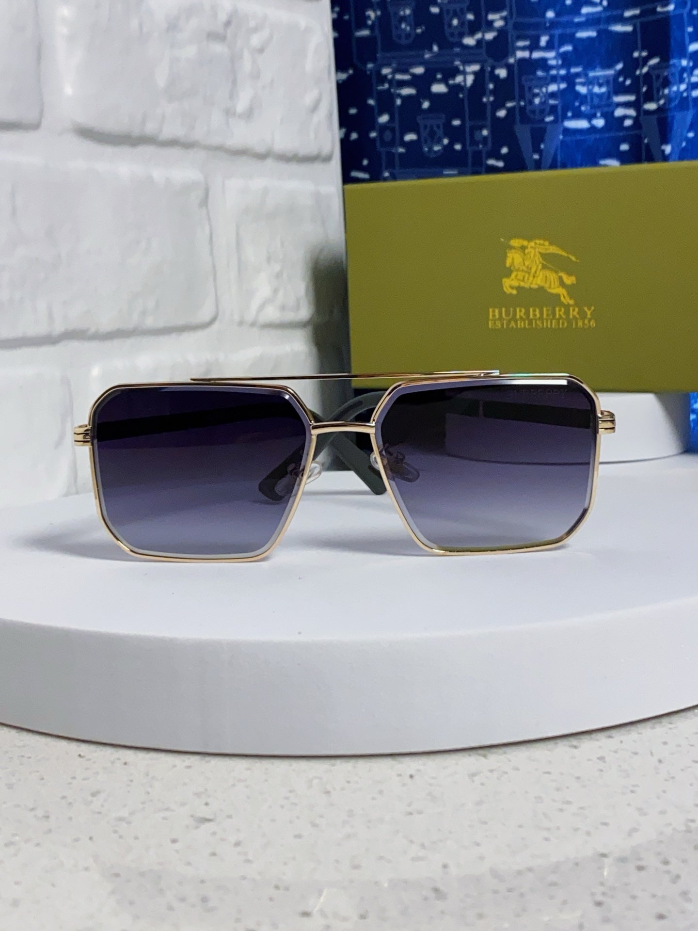 Burberry Polarized Metal Square Silver Lens Sunglasses for Men & Women - detail image 2