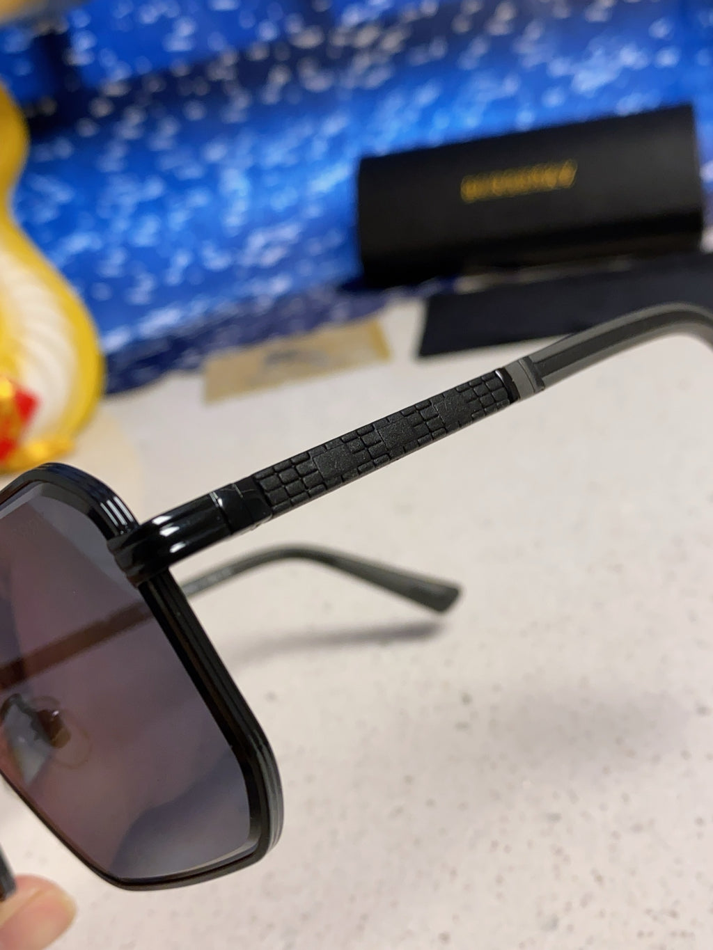 Burberry Polarized Metal Square Blue Lens Sunglasses for Men & Women - detail image 7