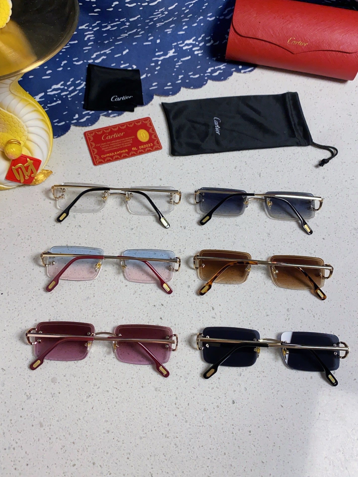 Cartier Fashion Red Lens Sunglasses for Men & Women - detail image 11