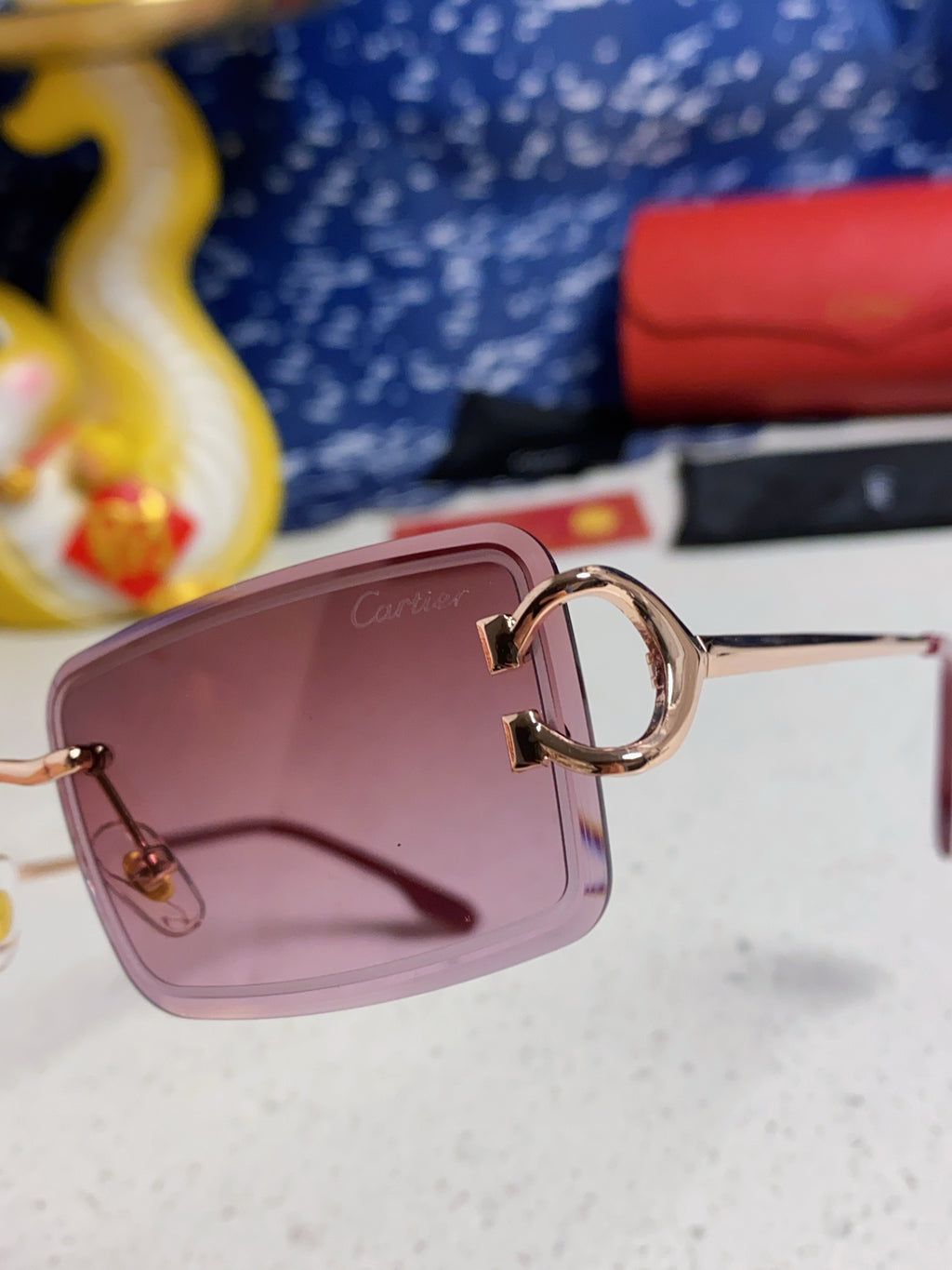Cartier Fashion Red Lens Sunglasses for Men & Women - detail image 7