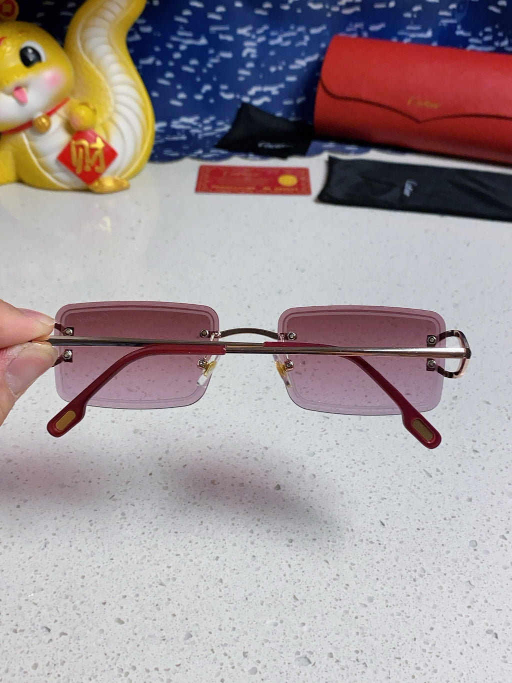 Cartier Fashion Red Lens Sunglasses for Men & Women - detail image 5