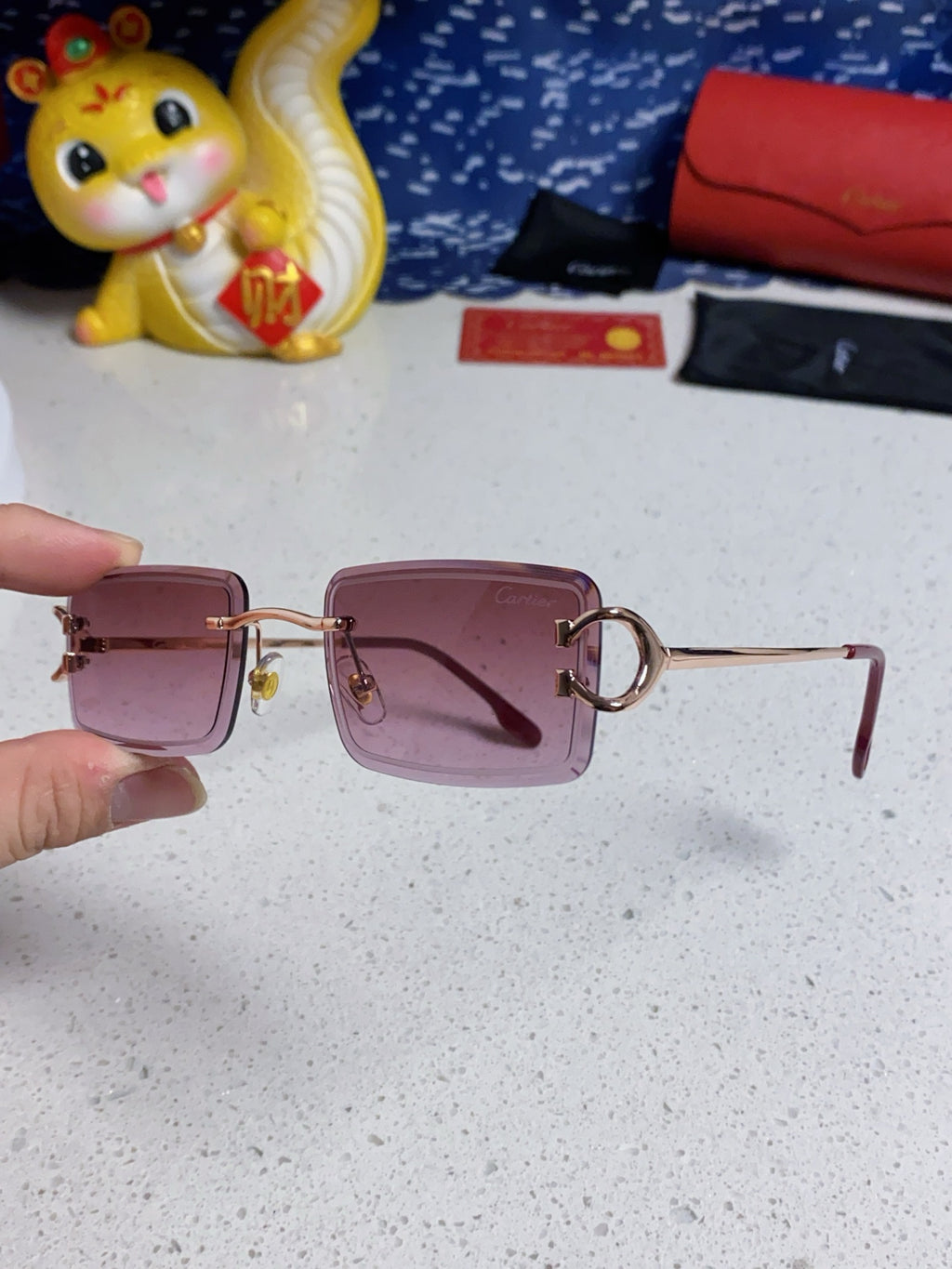 Cartier Fashion Red Lens Sunglasses for Men & Women - 415887 - detail image 6
