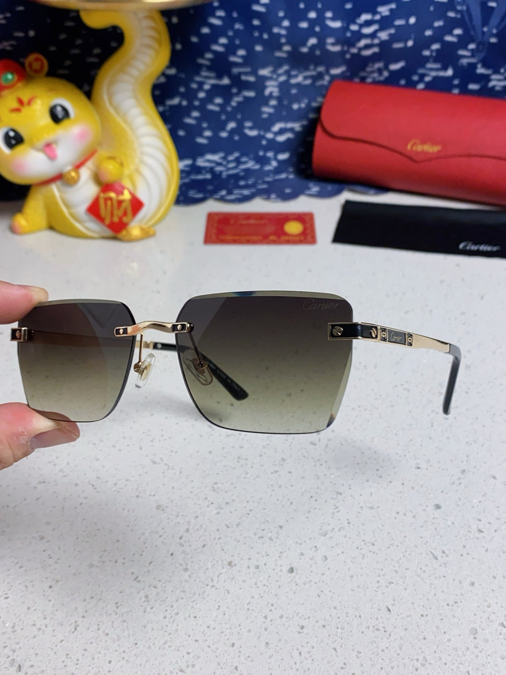 Cartier Lightweight Rimless Silver Lens Sunglasses for Men & Women - 487318 - detail image 6