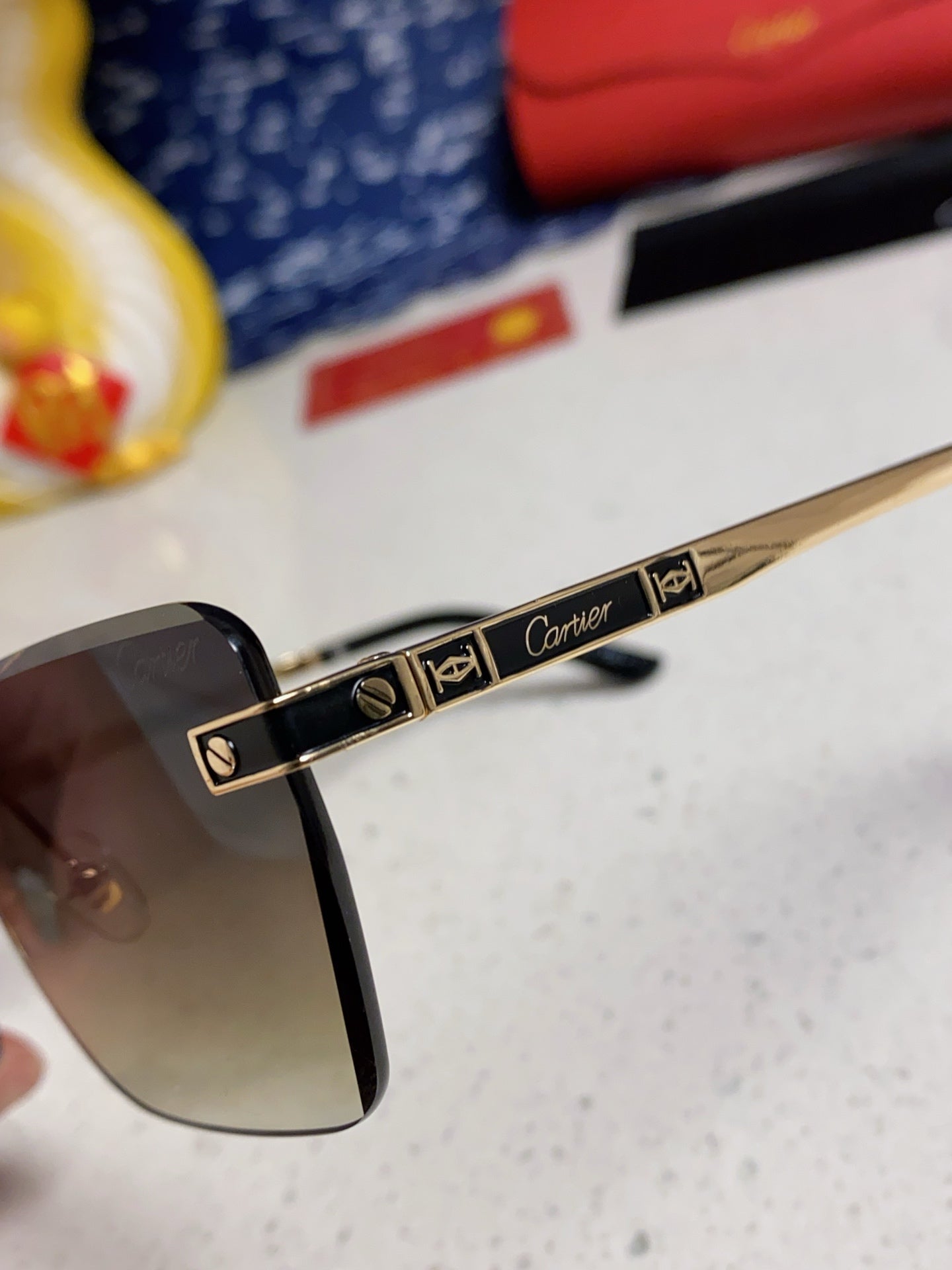 Cartier Lightweight Rimless Silver Lens Sunglasses for Men & Women - 487318 - detail image 7