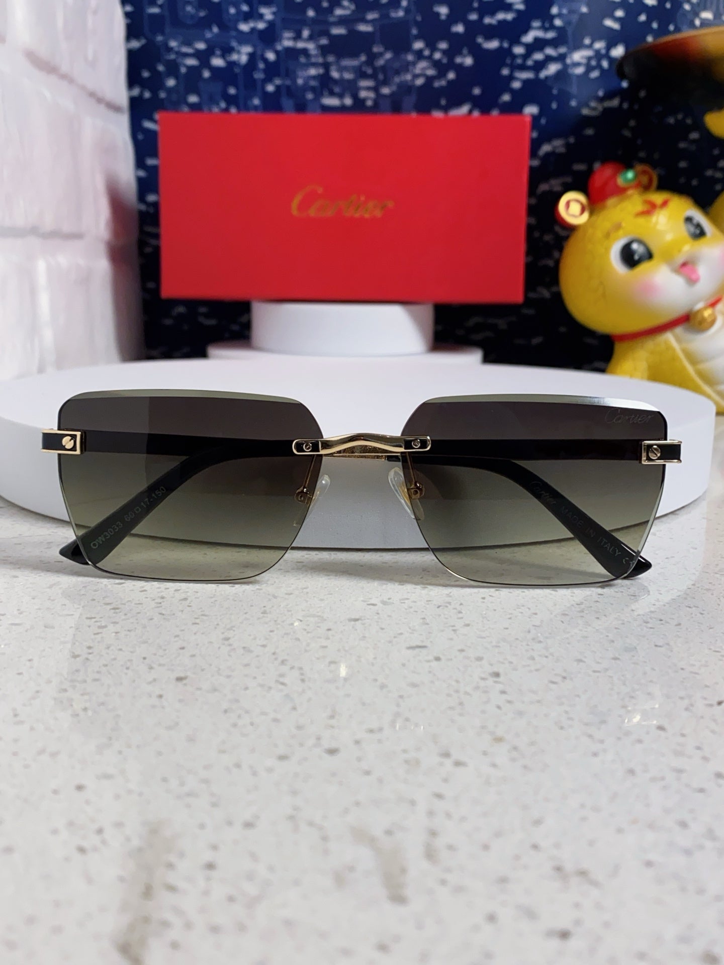 Cartier Lightweight Rimless Silver Lens Sunglasses for Men & Women - 487318 - detail image 9