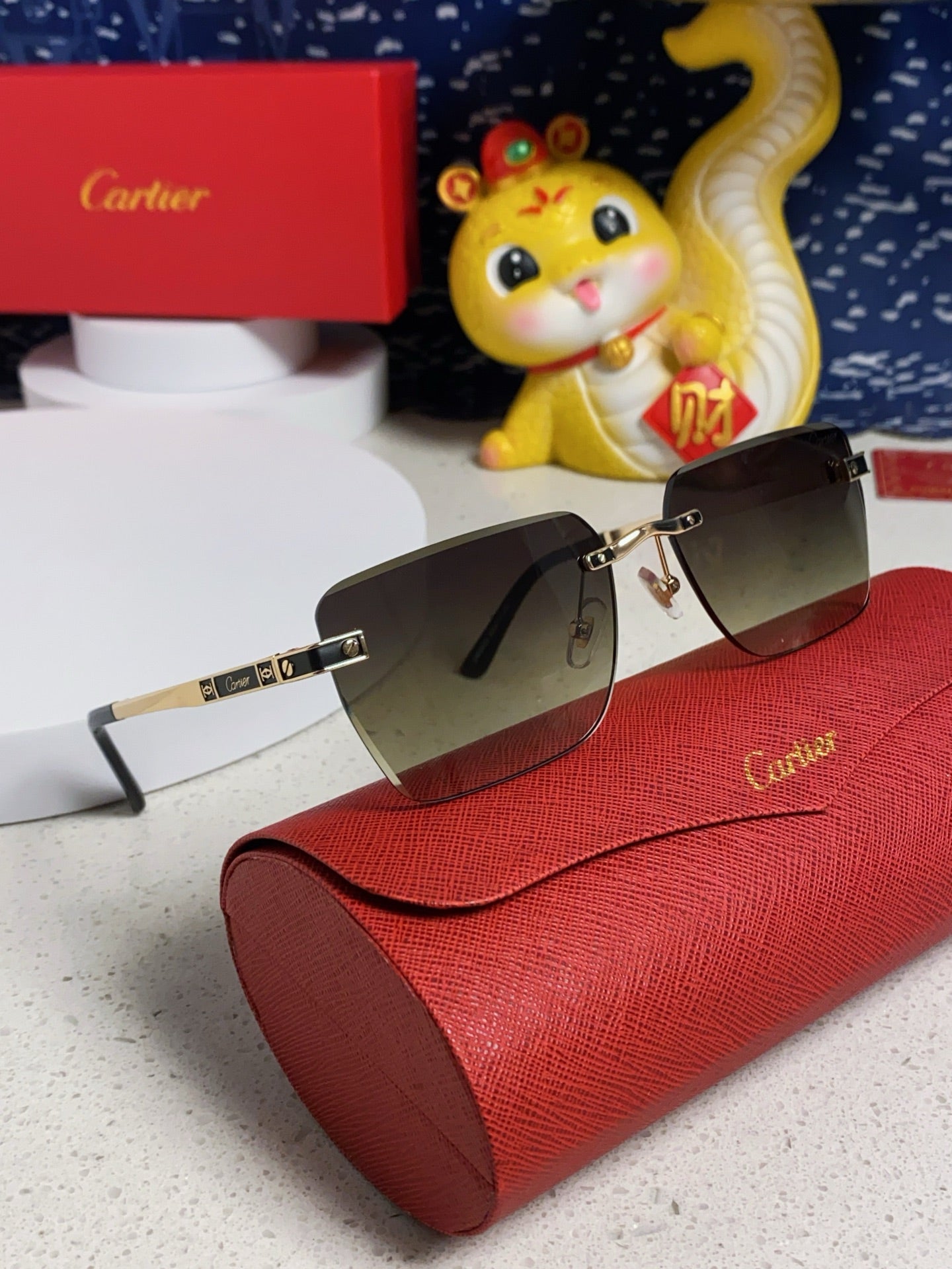 Cartier Lightweight Rimless Silver Lens Sunglasses for Men & Women - 487318 - detail image 10