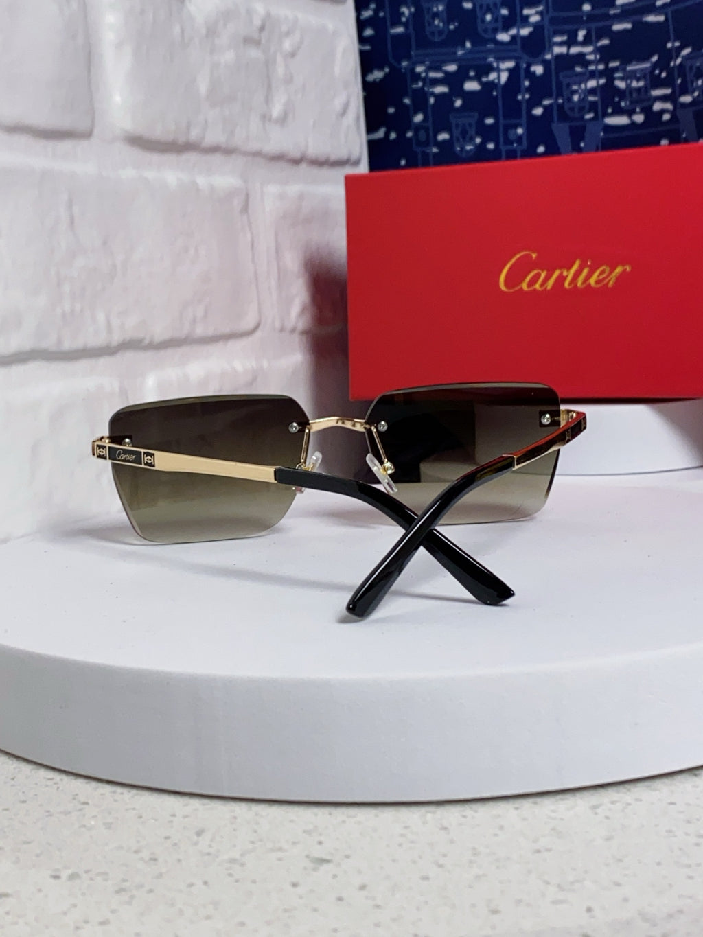 Cartier Lightweight Rimless Silver Lens Sunglasses for Men & Women - 487318 - detail image 3