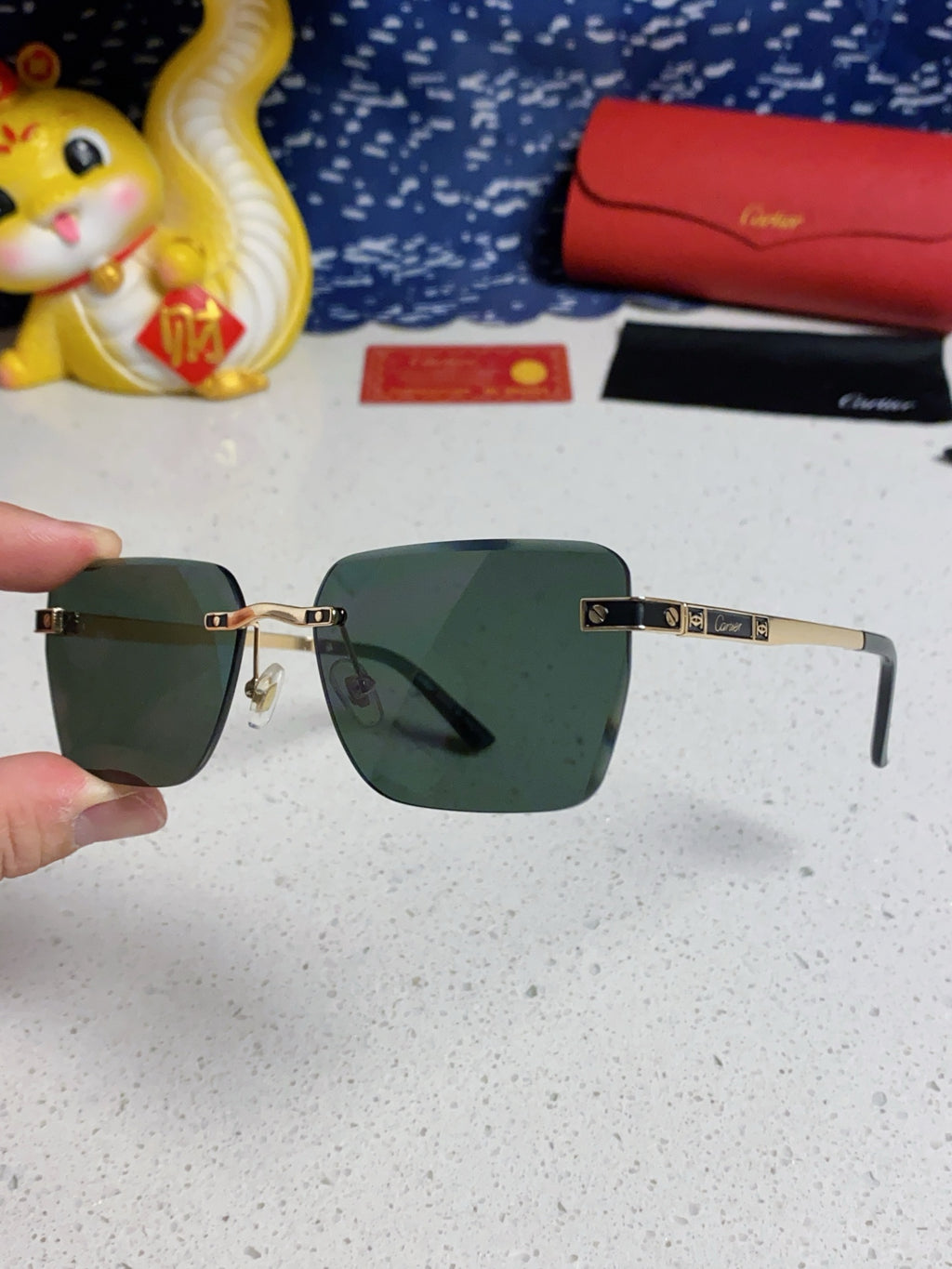 Cartier Lightweight Rimless Silver Lens Sunglasses for Men & Women - 487319 - detail image 6