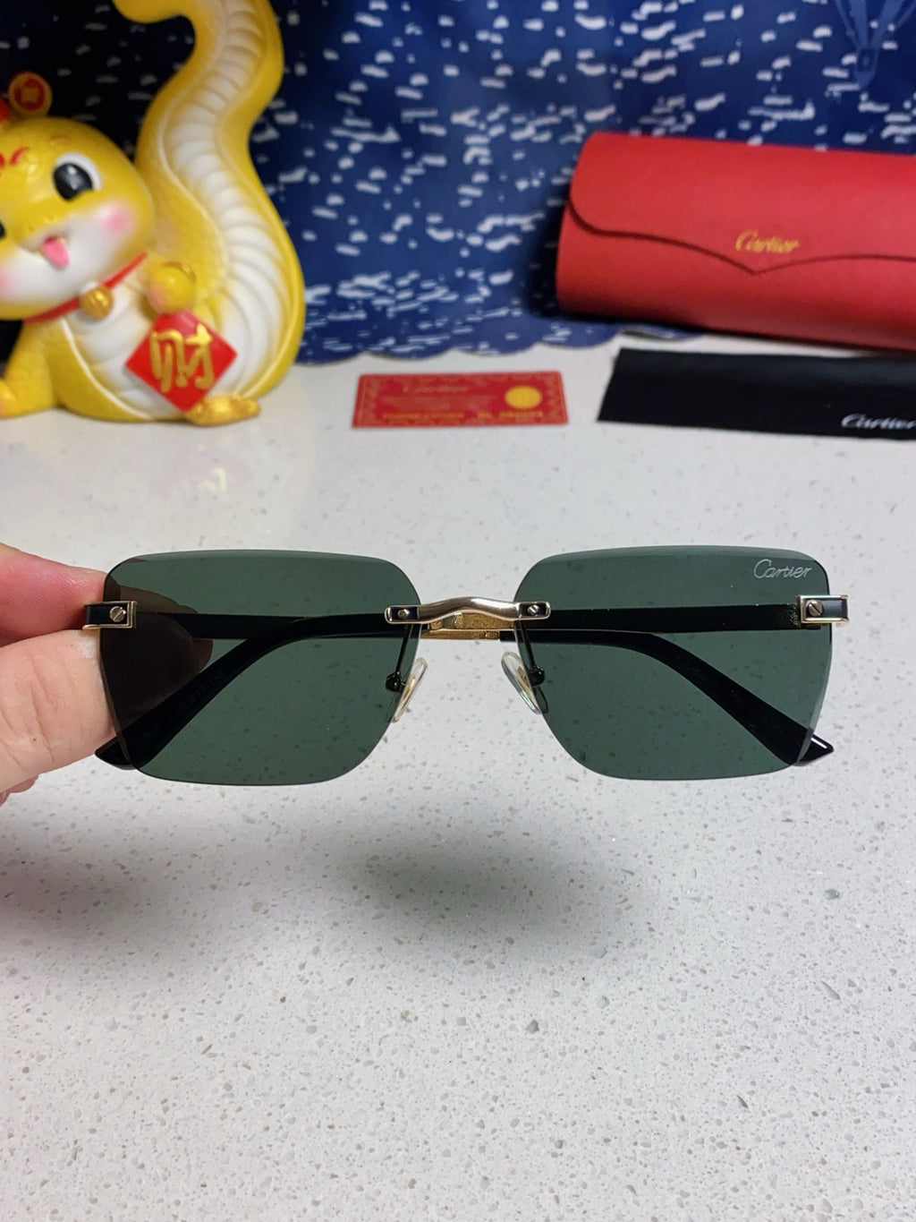 Cartier Lightweight Rimless Silver Lens Sunglasses for Men & Women - 487319 - detail image 4