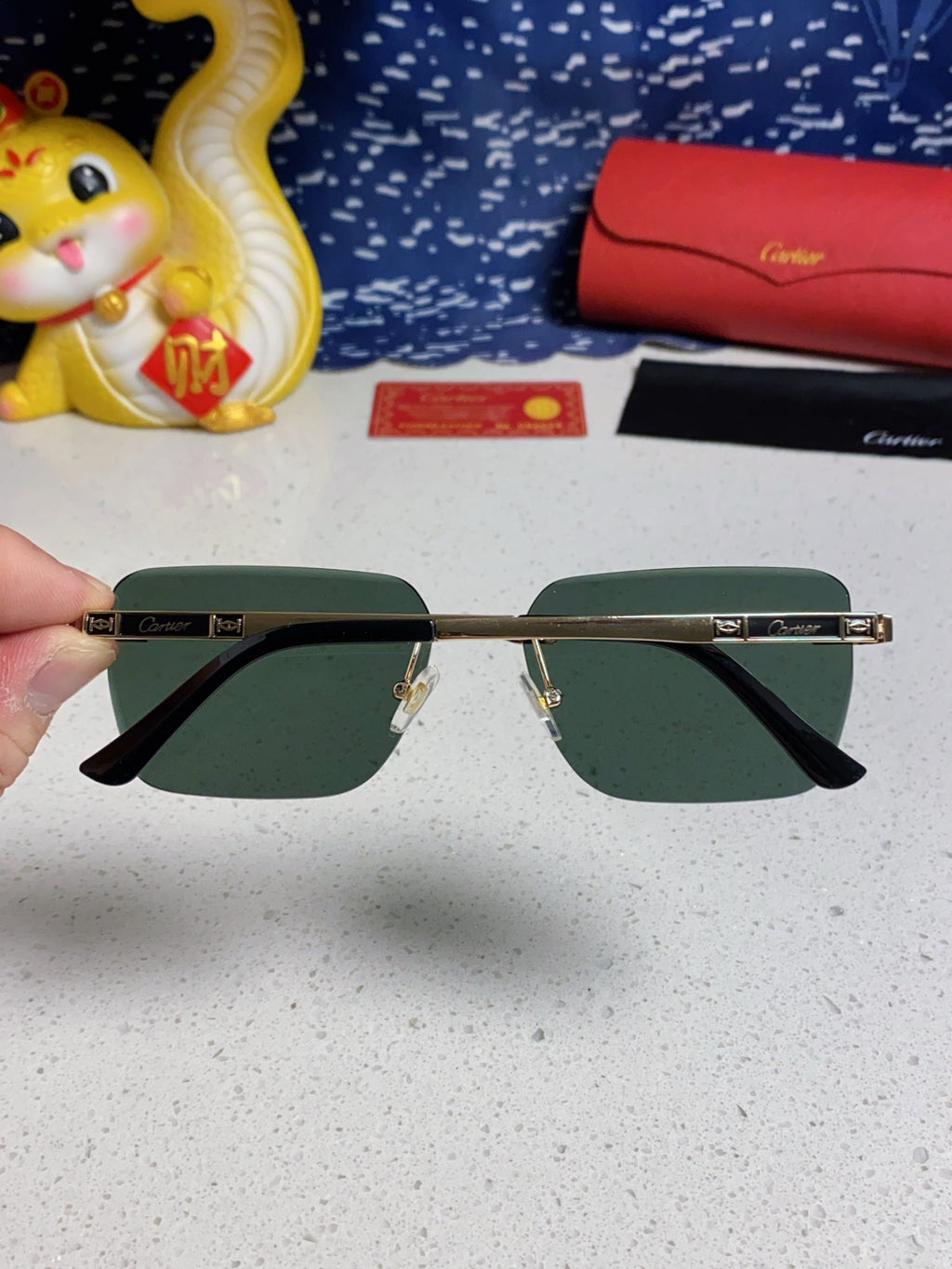 Cartier Lightweight Rimless Silver Lens Sunglasses for Men & Women - 487319 - detail image 5