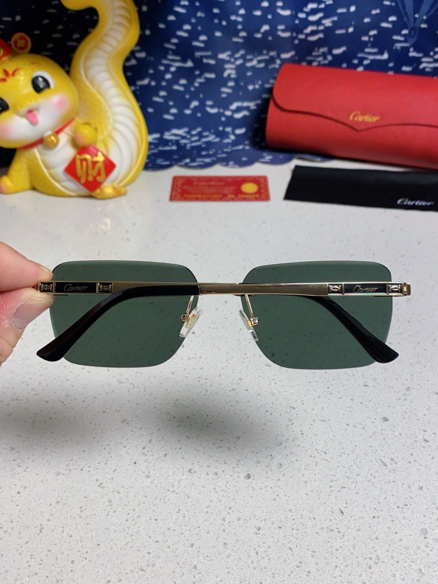 Cartier Lightweight Rimless Silver Lens Sunglasses for Men & Women - 432302 - detail image 5