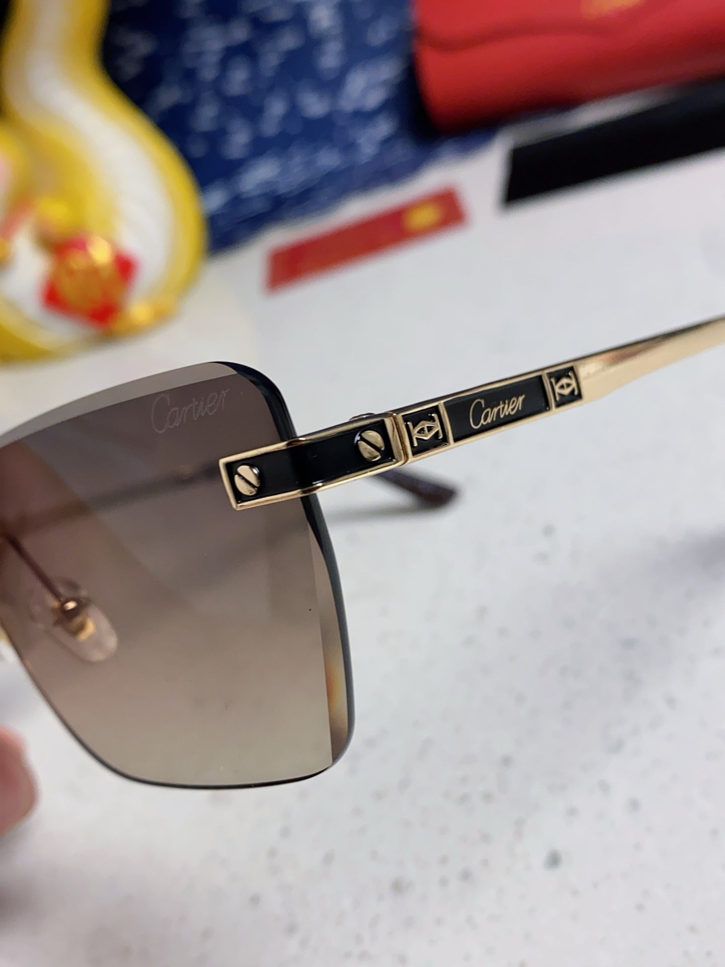 Cartier Lightweight Rimless Silver Lens Sunglasses for Men & Women - 487320 - detail image 7