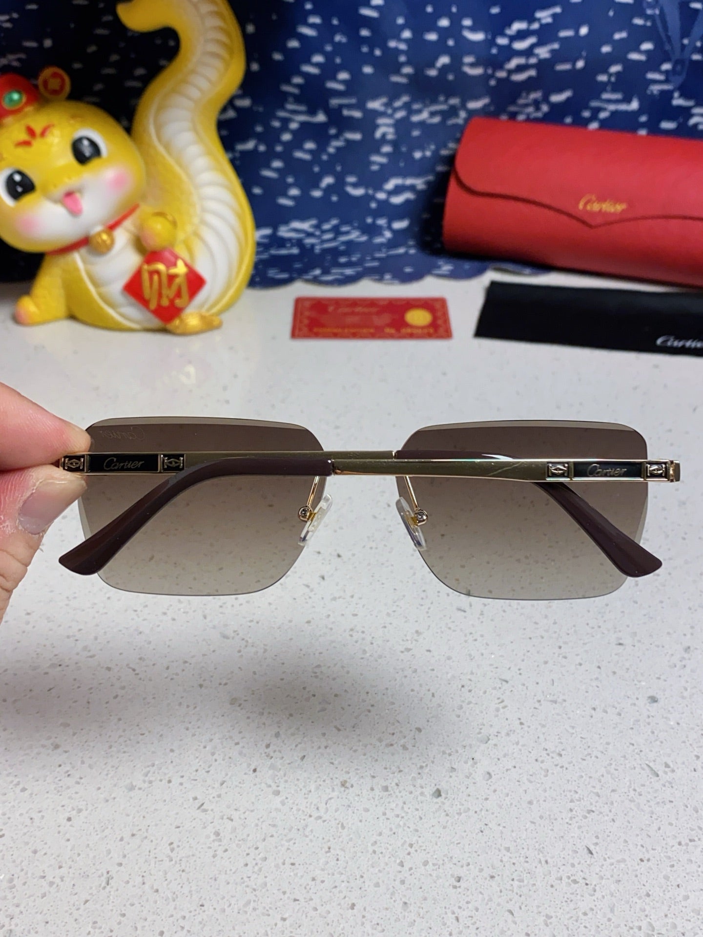 Cartier Lightweight Rimless Silver Lens Sunglasses for Men & Women - 487320 - detail image 5
