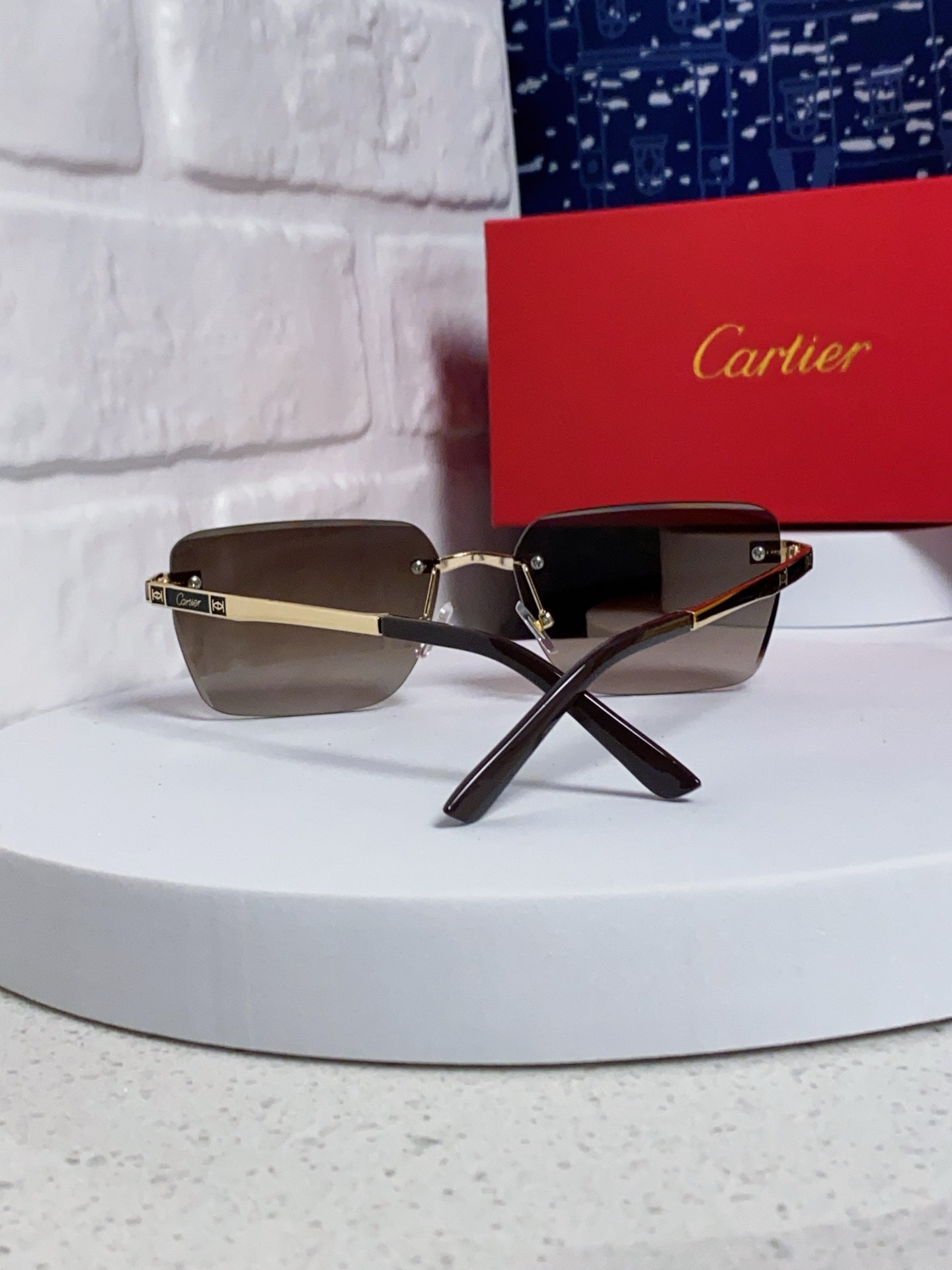 Cartier Lightweight Rimless Silver Lens Sunglasses for Men & Women - 487320 - detail image 3