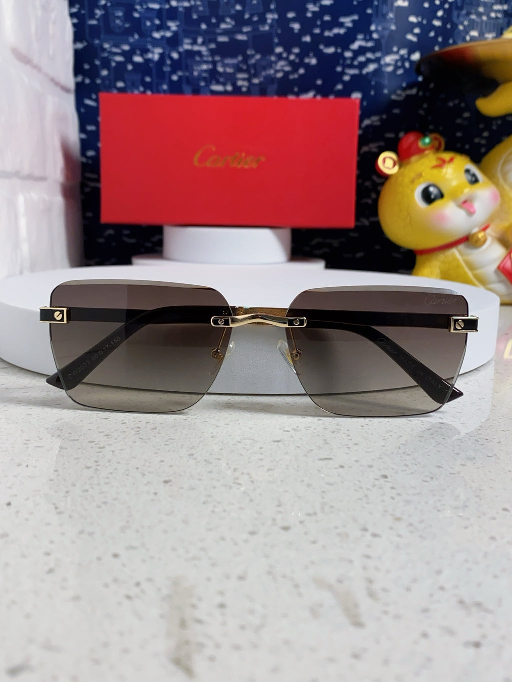 Cartier Lightweight Rimless Silver Lens Sunglasses for Men & Women - 487320 - detail image 9