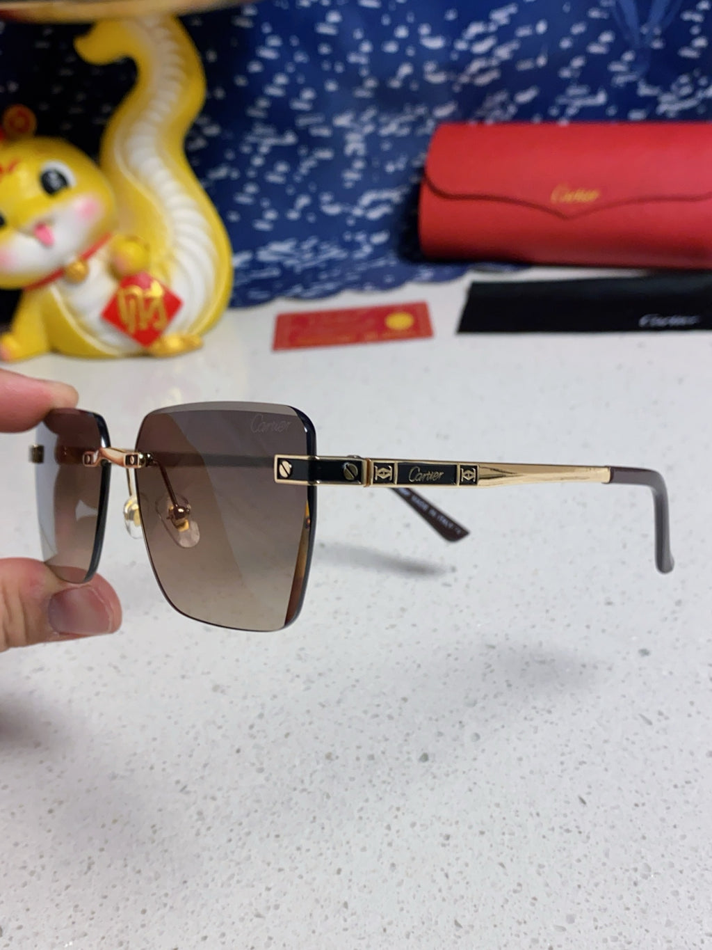 Cartier Lightweight Rimless Silver Lens Sunglasses for Men & Women - 487320 - detail image 6
