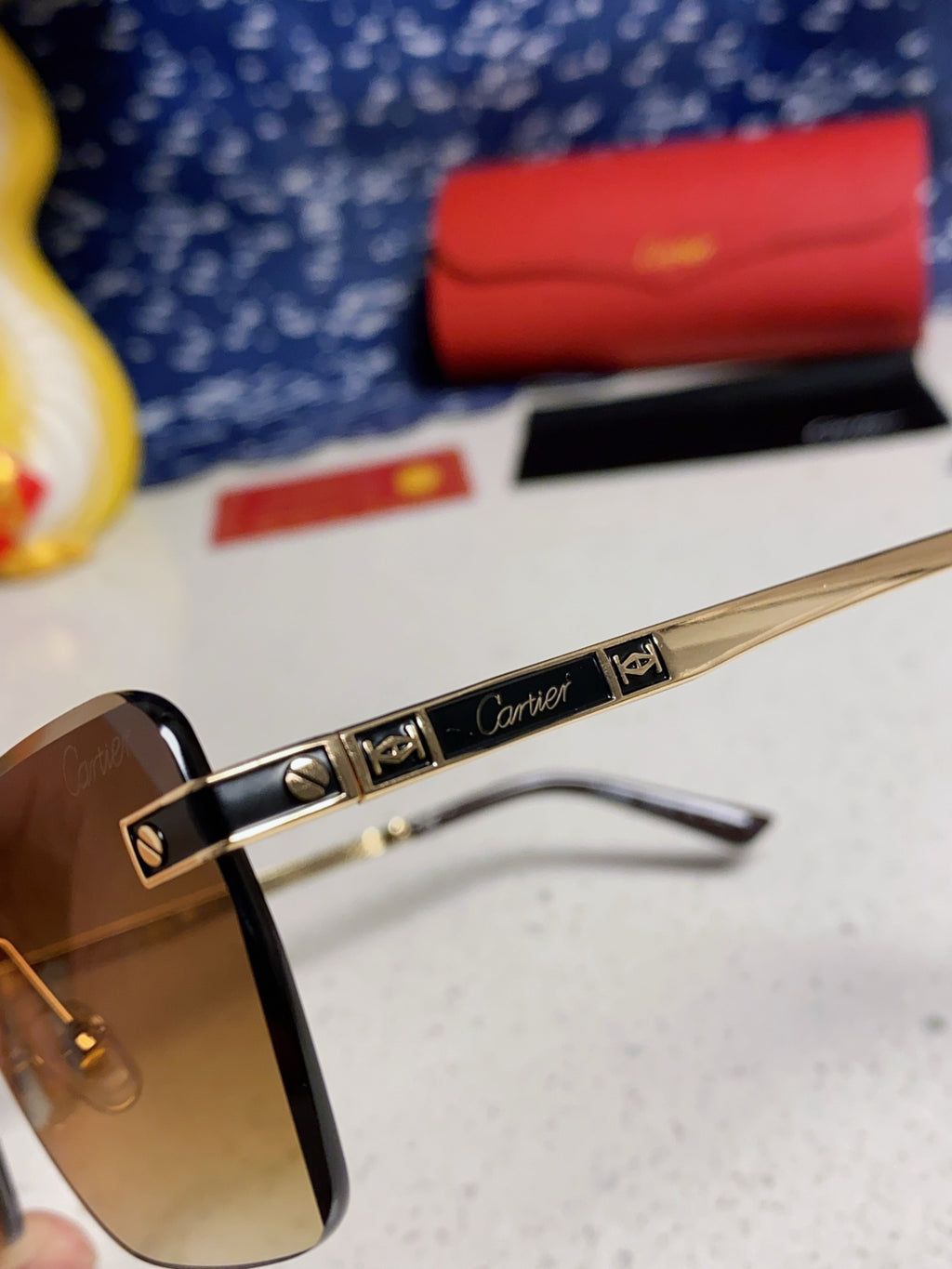 Cartier Lightweight Rimless Brown Lens Sunglasses for Men & Women - 432304 - detail image 7
