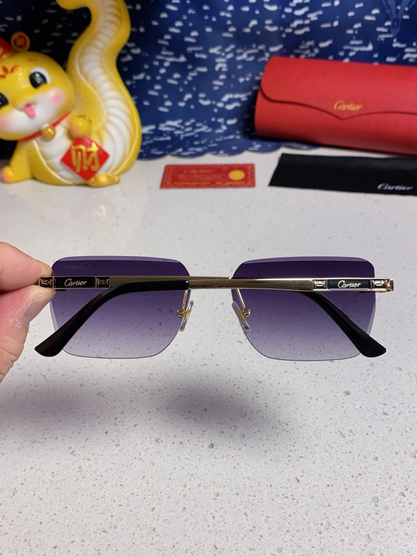 Cartier Lightweight Rimless Silver Lens Sunglasses for Men & Women - 432305 - detail image 5