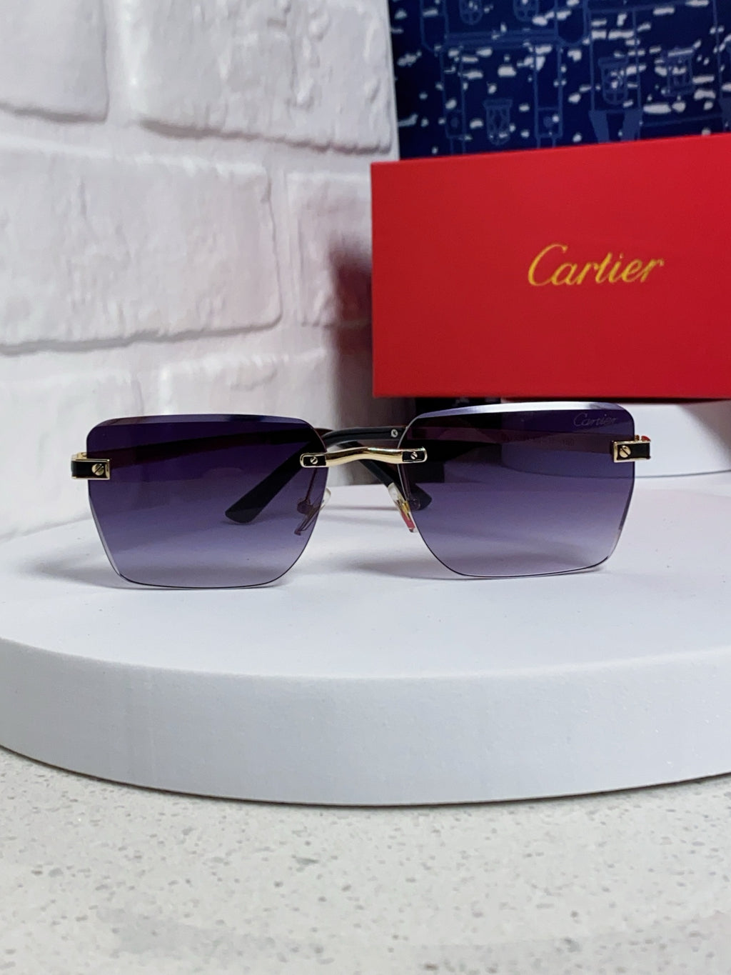Cartier Lightweight Rimless Silver Lens Sunglasses for Men & Women - 487322 - detail image 2