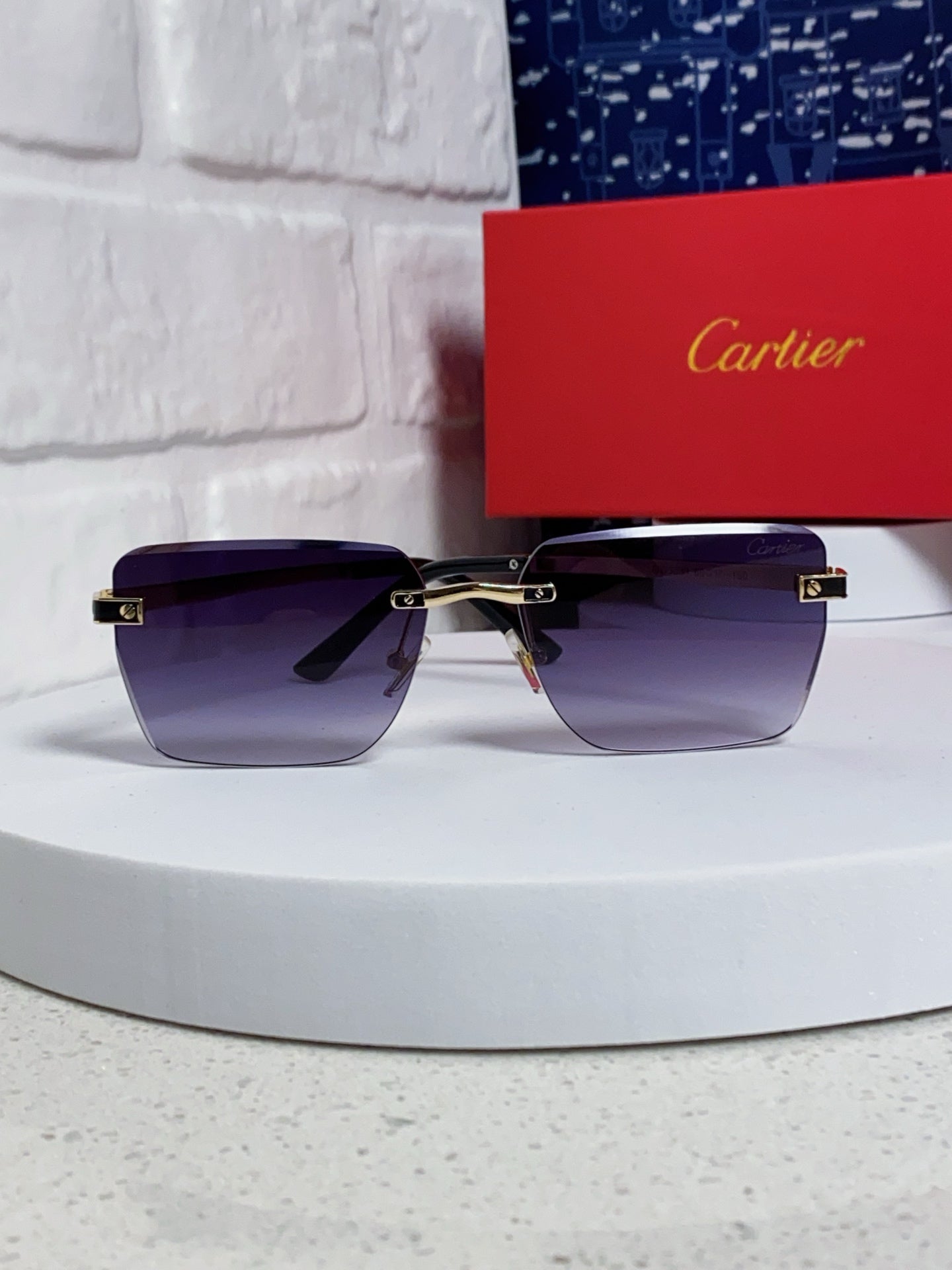 Cartier Lightweight Rimless Silver Lens Sunglasses for Men & Women - 487322 - detail image 2