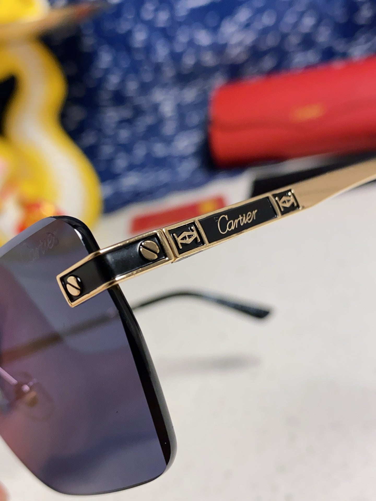 Cartier Lightweight Rimless Blue Lens Sunglasses for Men & Women - 432306 - detail image 7