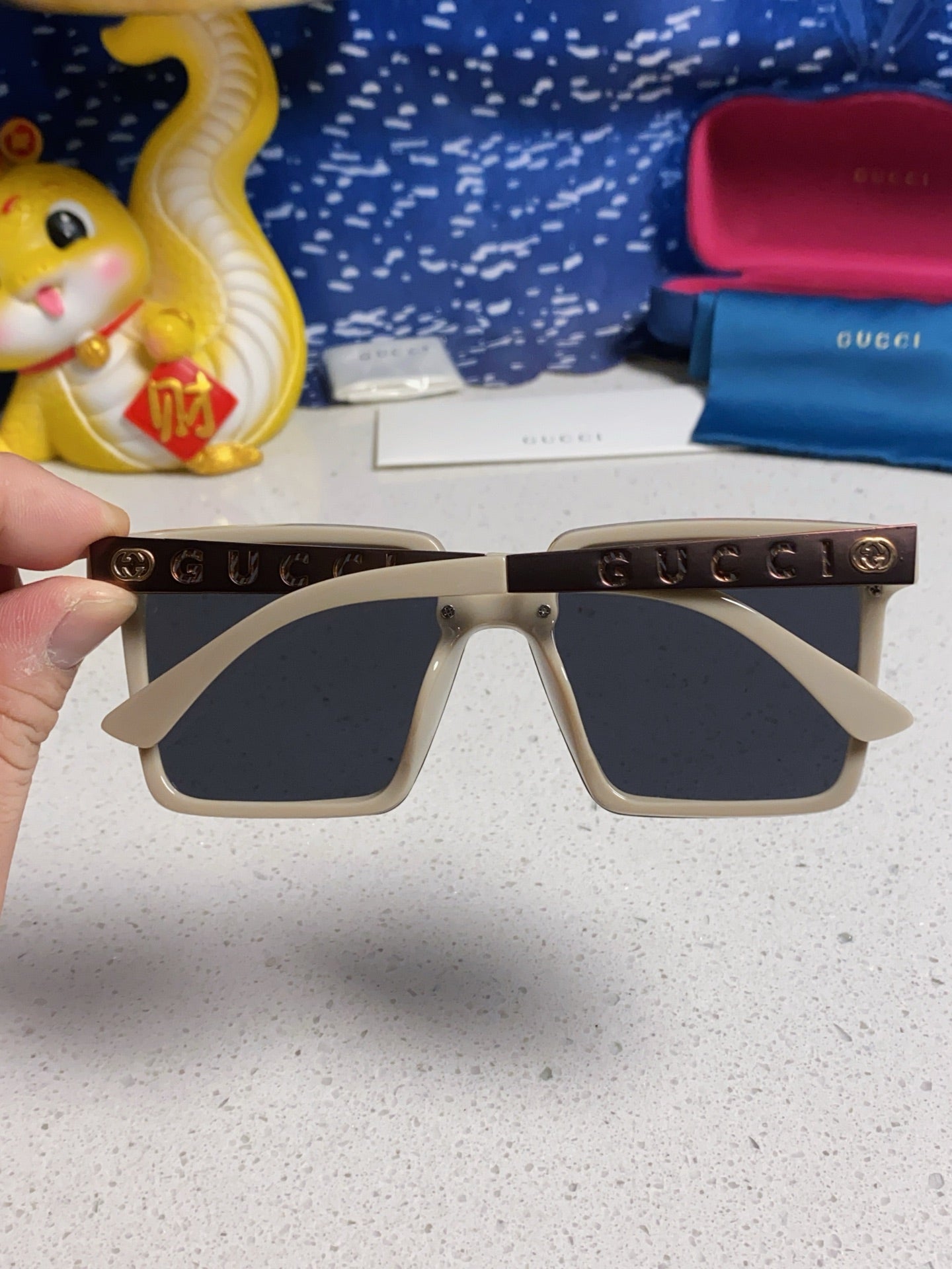 Gucci Polarized Square Silver Lens Sunglasses for Men & Women - 486445 - detail image 5