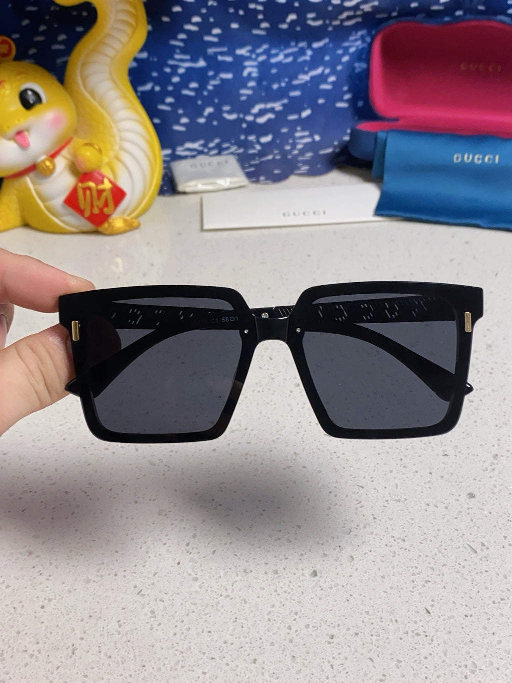 Gucci Polarized Square Silver Lens Sunglasses for Men & Women - detail image 4