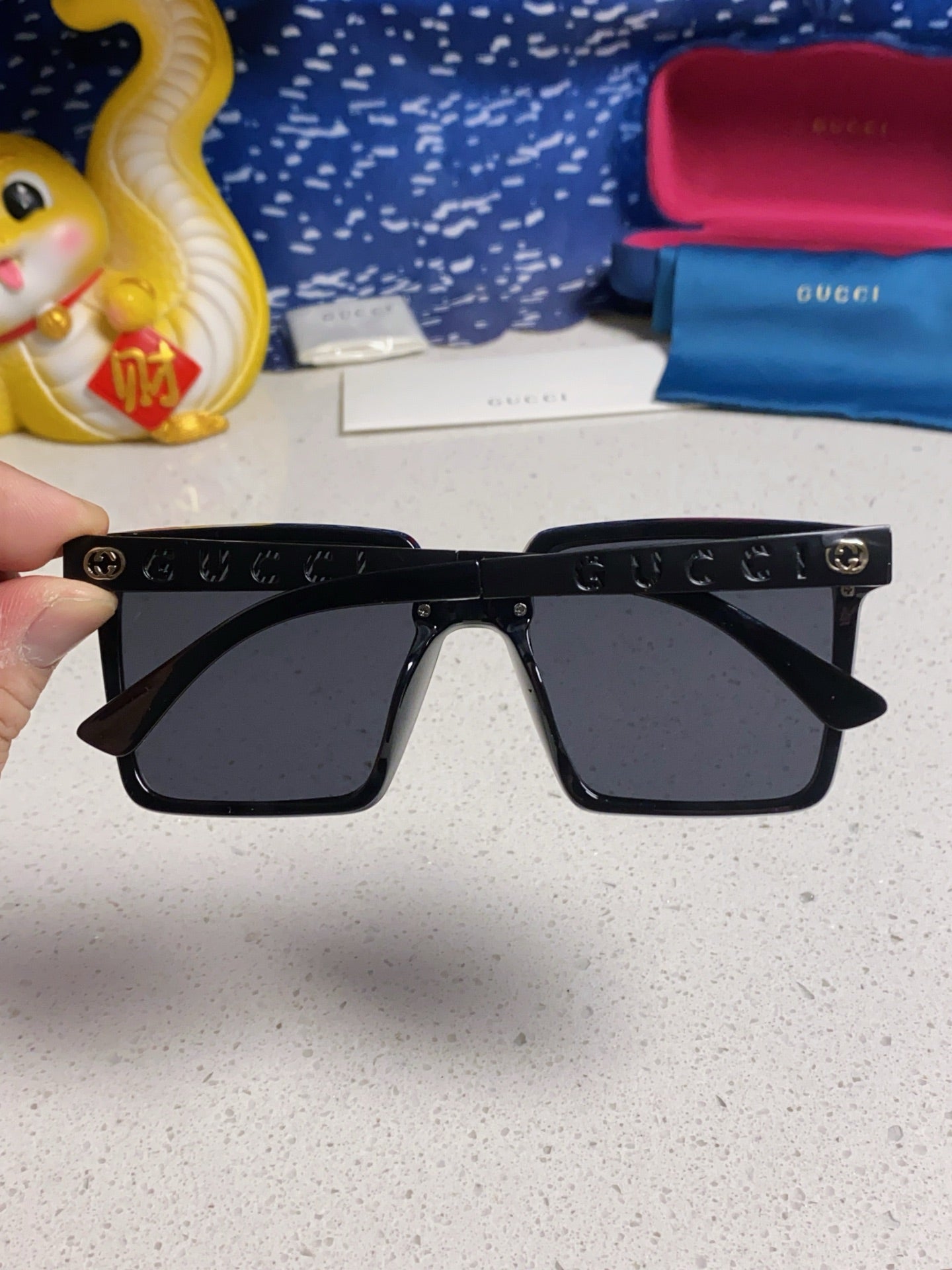 Gucci Polarized Square Silver Lens Sunglasses for Men & Women - detail image 5