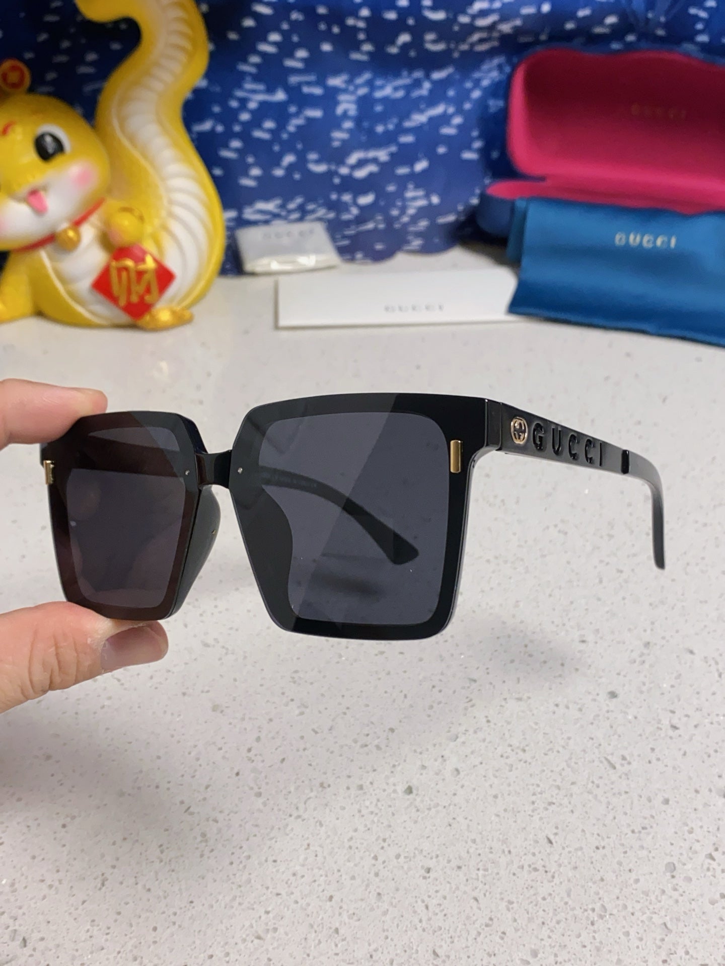 Gucci Polarized Square Silver Lens Sunglasses for Men & Women - detail image 6