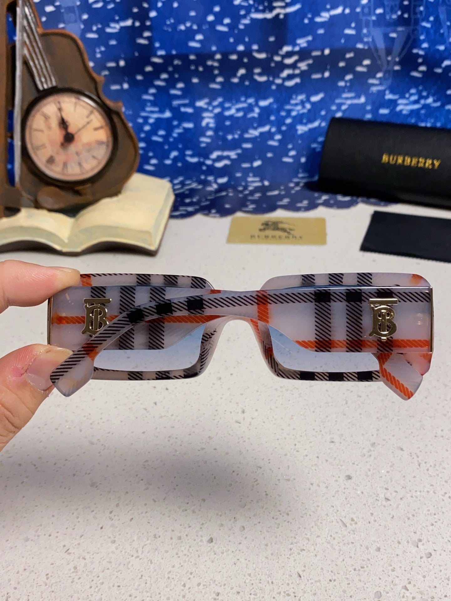 Burberry Square Blue Lens Sunglasses for Men & Women - detail image 5