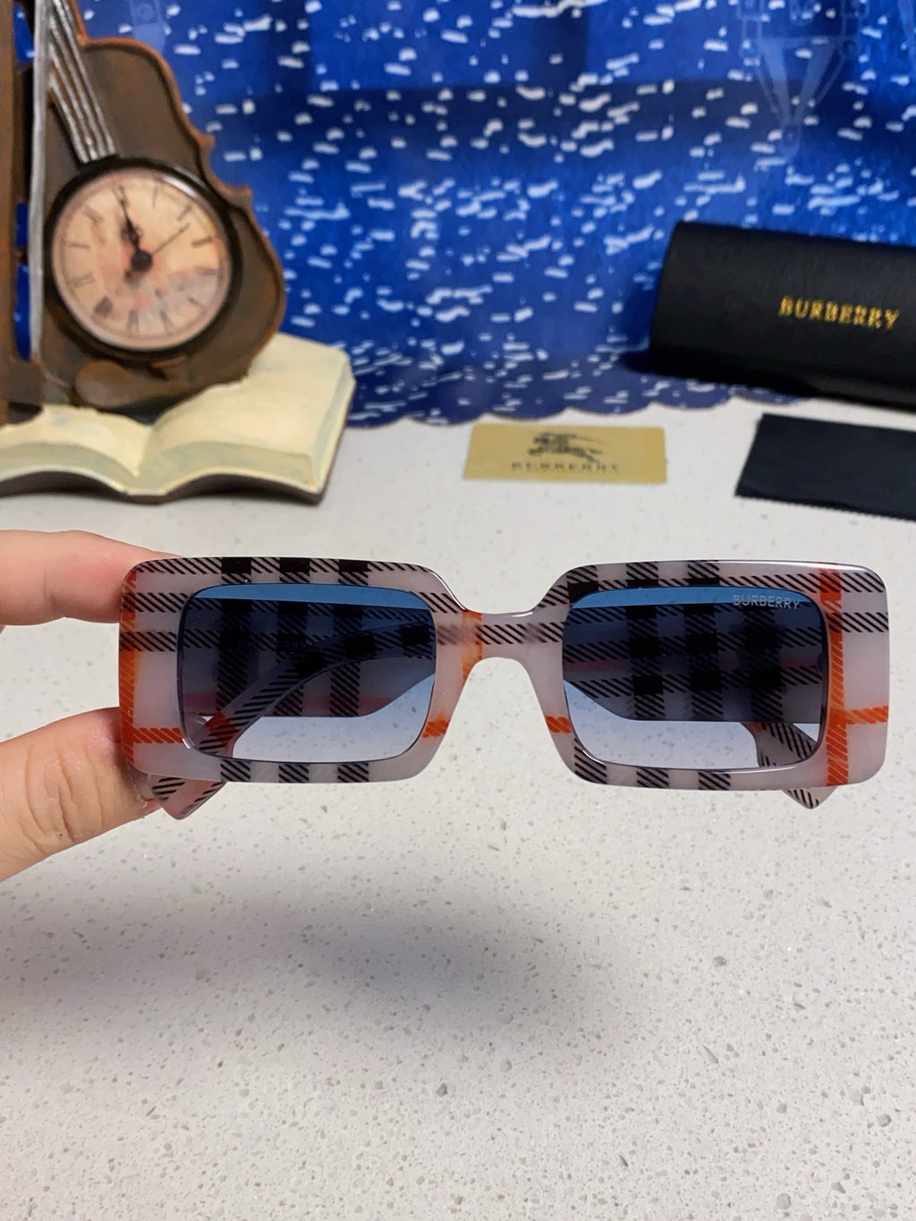Burberry Square Blue Lens Sunglasses for Men & Women - detail image 4