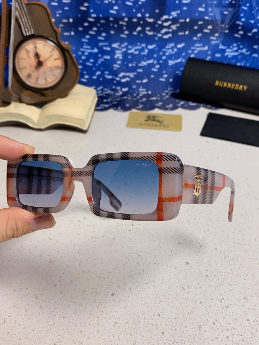 Burberry Square Blue Lens Sunglasses for Men & Women - detail image 6