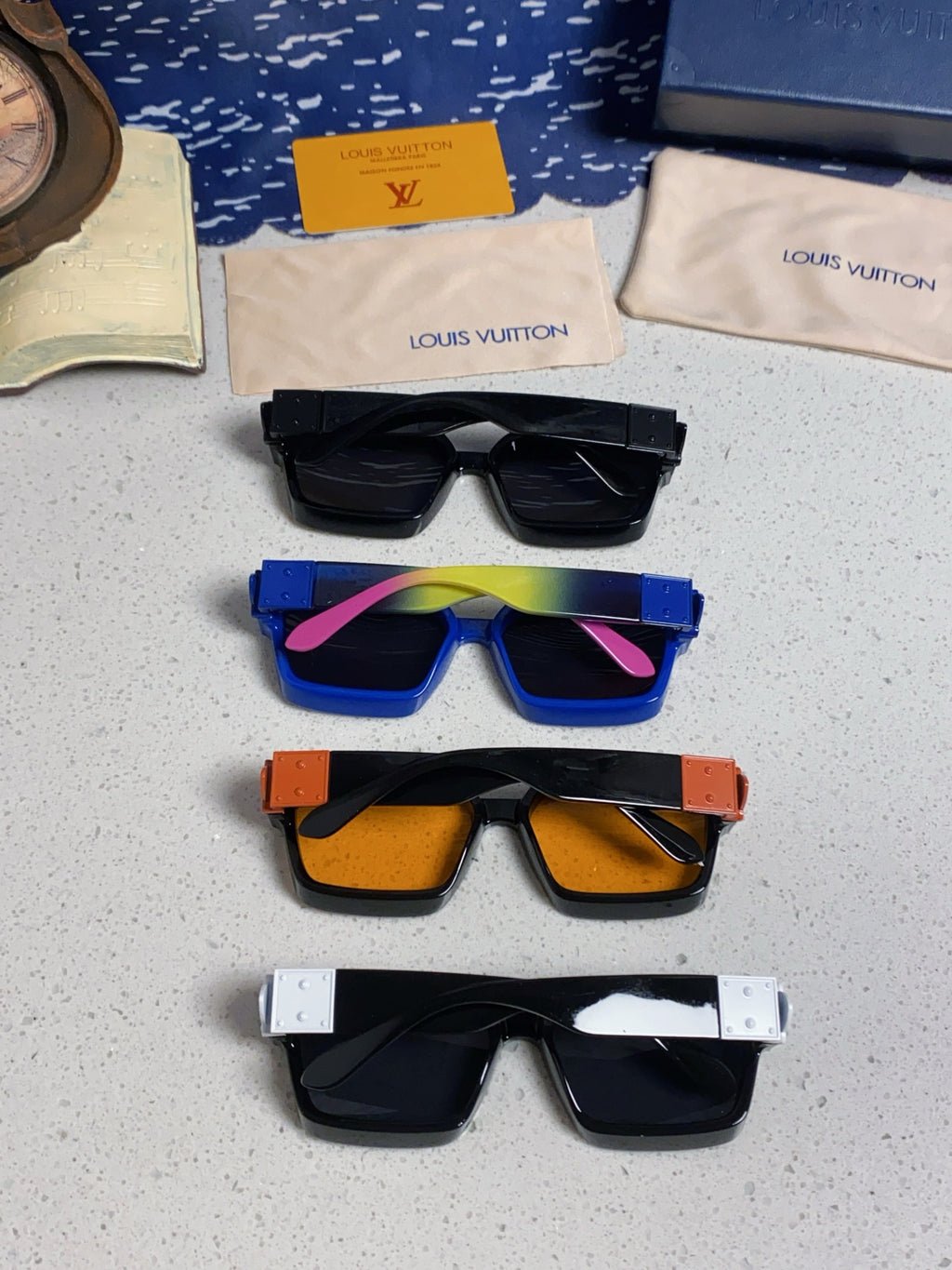 Louis Vuitton M96006 Square Blue Lens Sunglasses for Men & Women - detail image 12