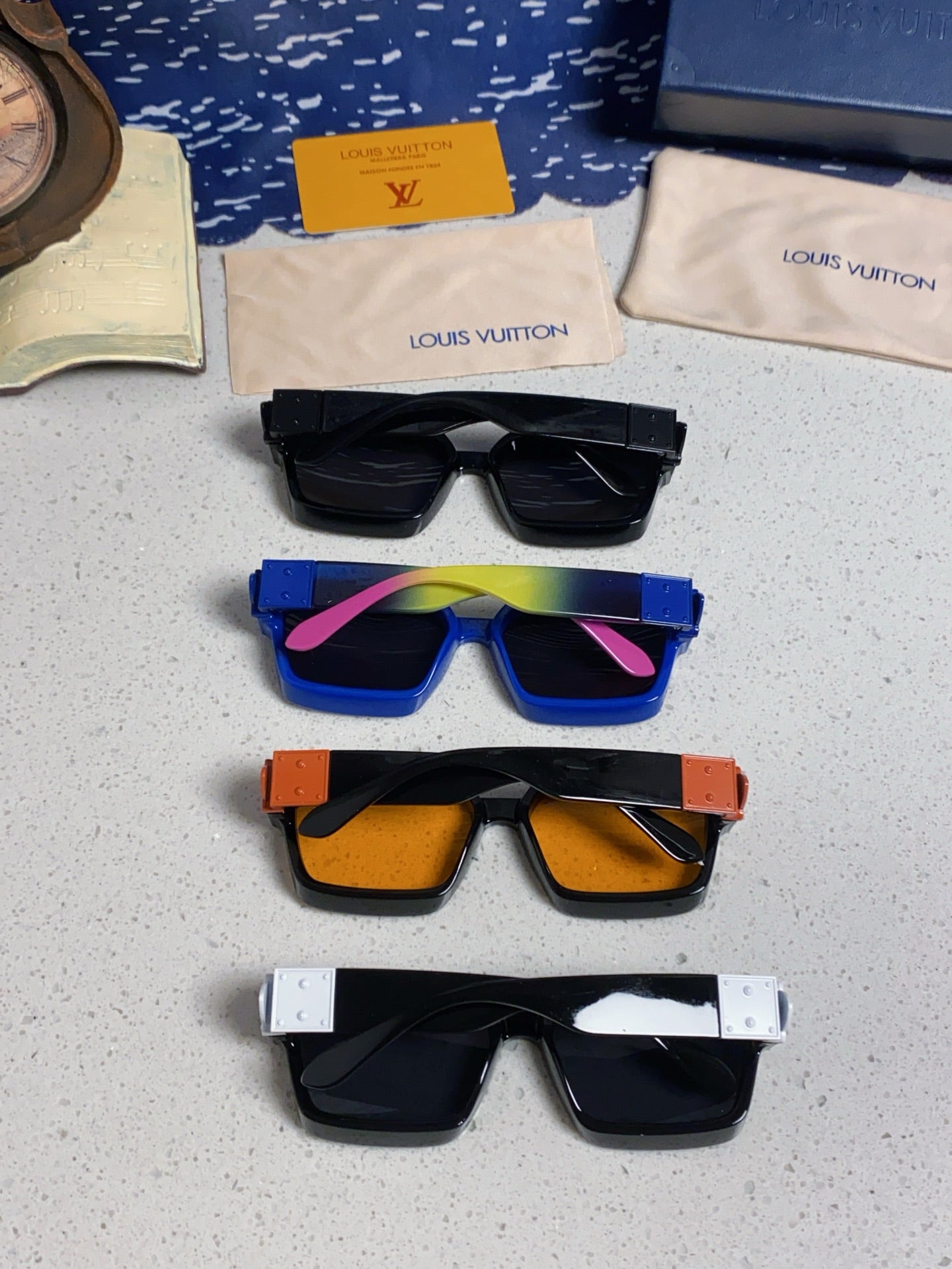 Louis Vuitton M96006 Square Blue Lens Sunglasses for Men & Women - detail image 12