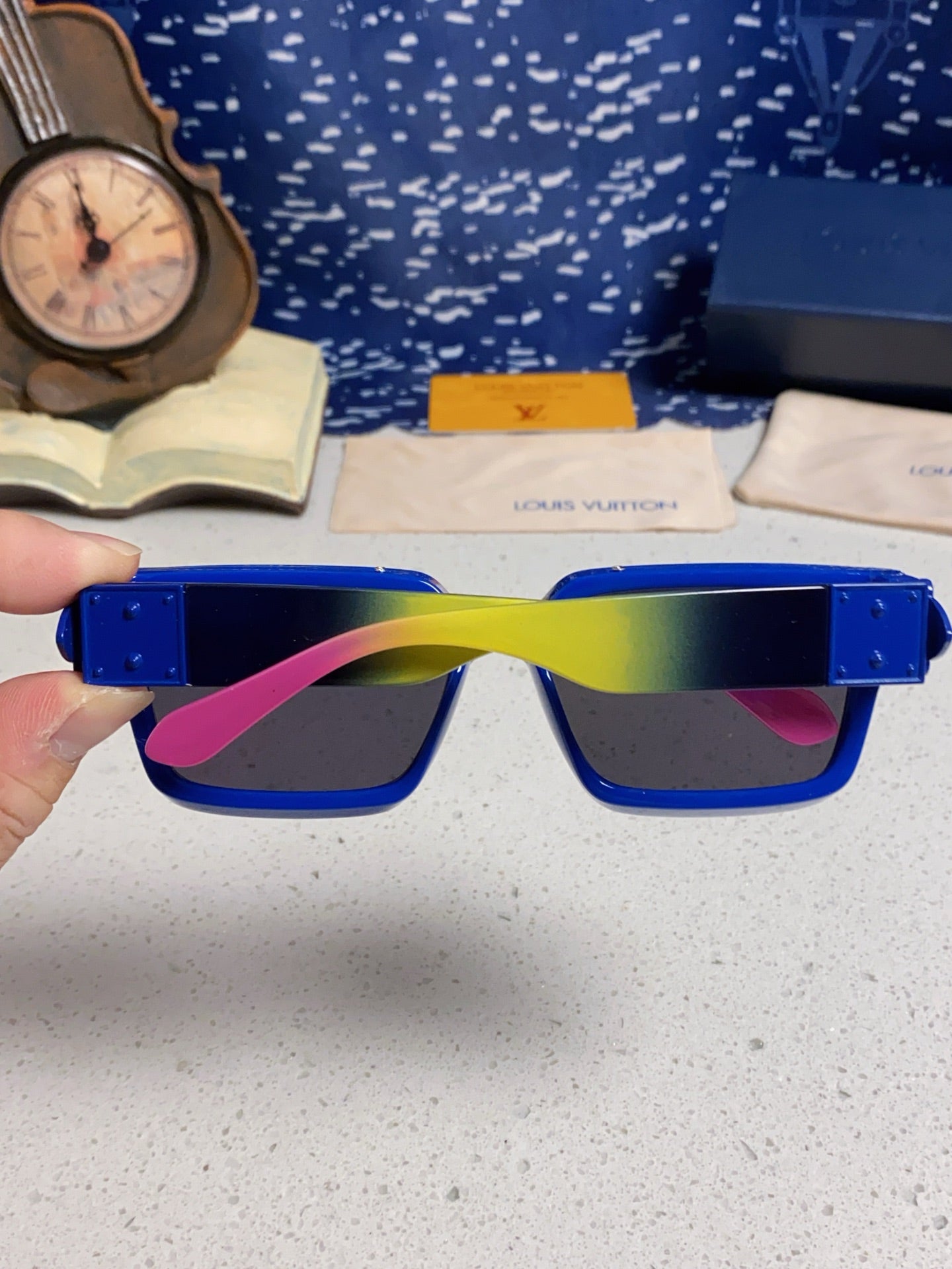 Louis Vuitton M96006 Square Blue Lens Sunglasses for Men & Women - detail image 6