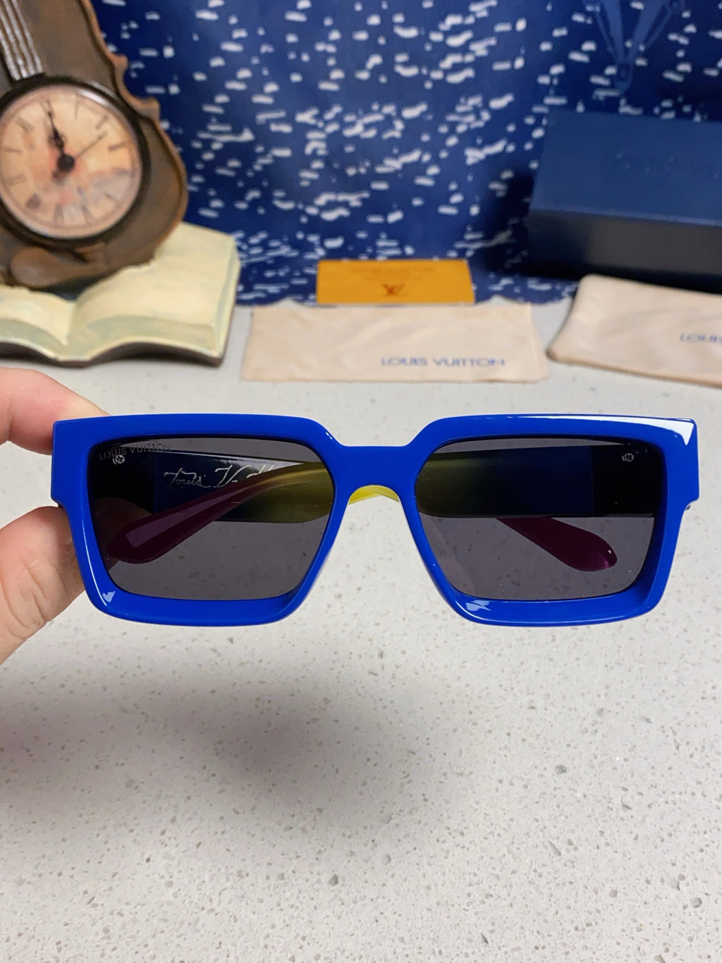 Louis Vuitton M96006 Square Blue Lens Sunglasses for Men & Women - detail image 5